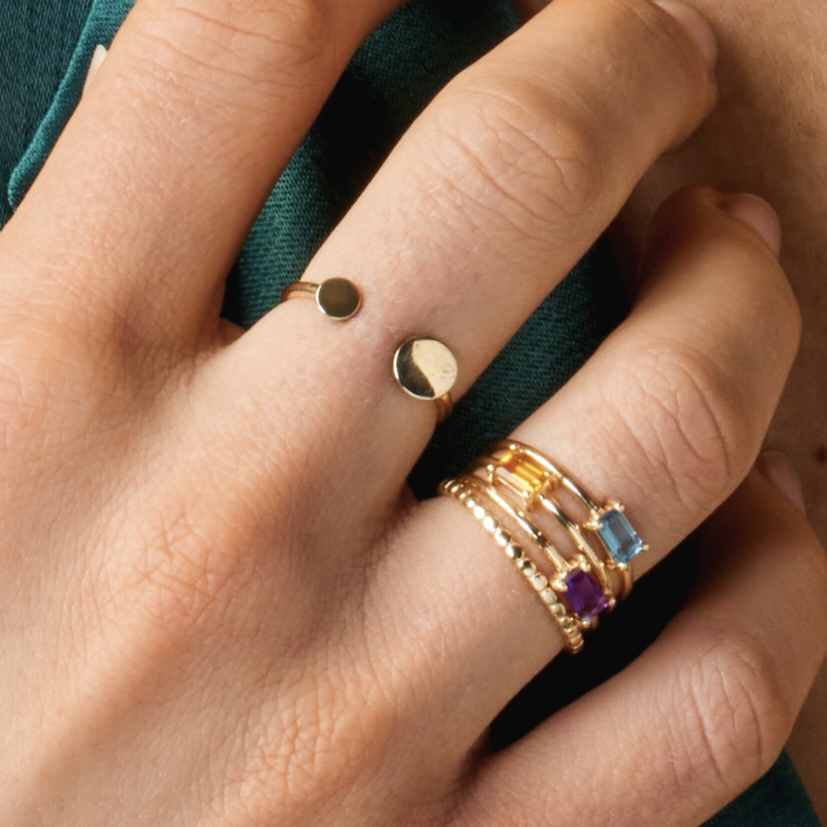 Jackie Gold Jackie Gold Medina Blue Topaz Ring 14 karaat goud