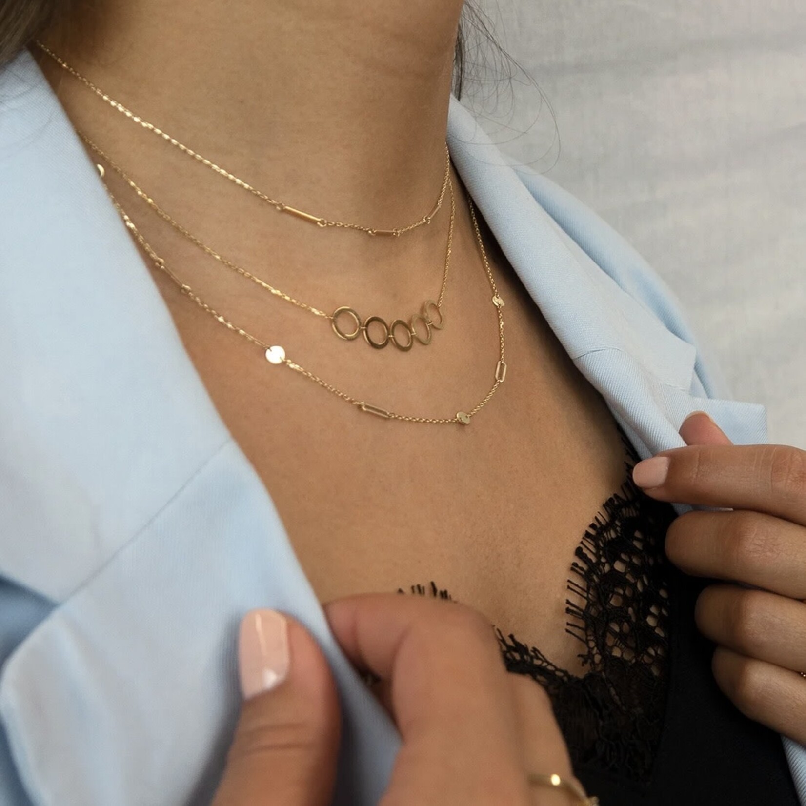 Jackie Gold Jackie Gold Triple Bar Necklace 14 karaat goud