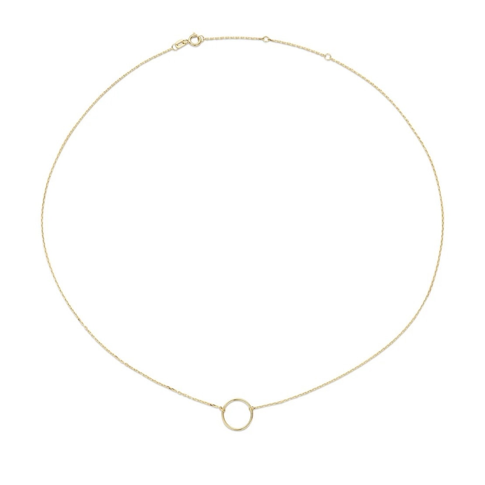 Jackie Gold Jackie Gold Circle Silhouette Necklace 14 karaat goud