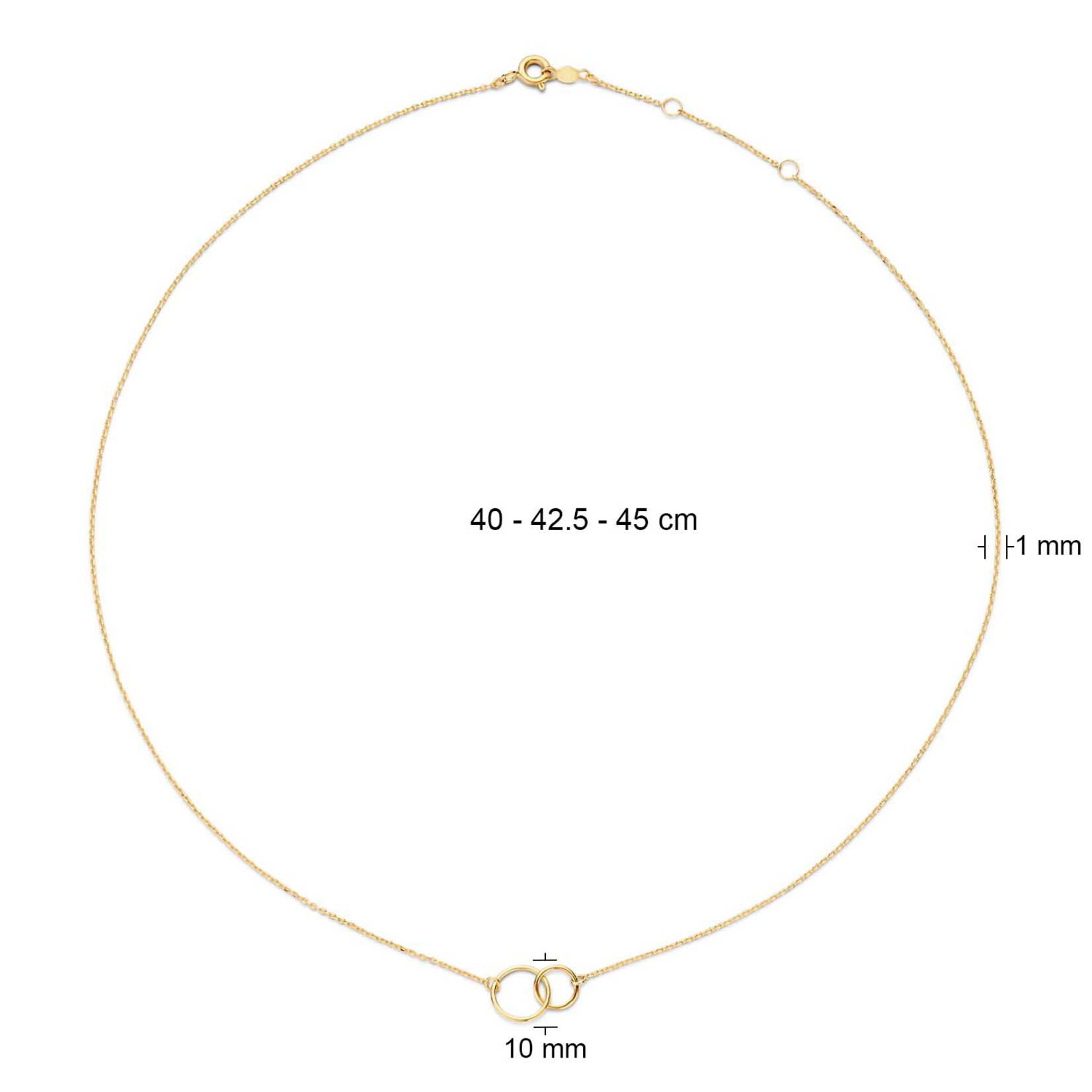 Jackie Gold Jackie Gold Double Circle Necklace 14 karaat goud
