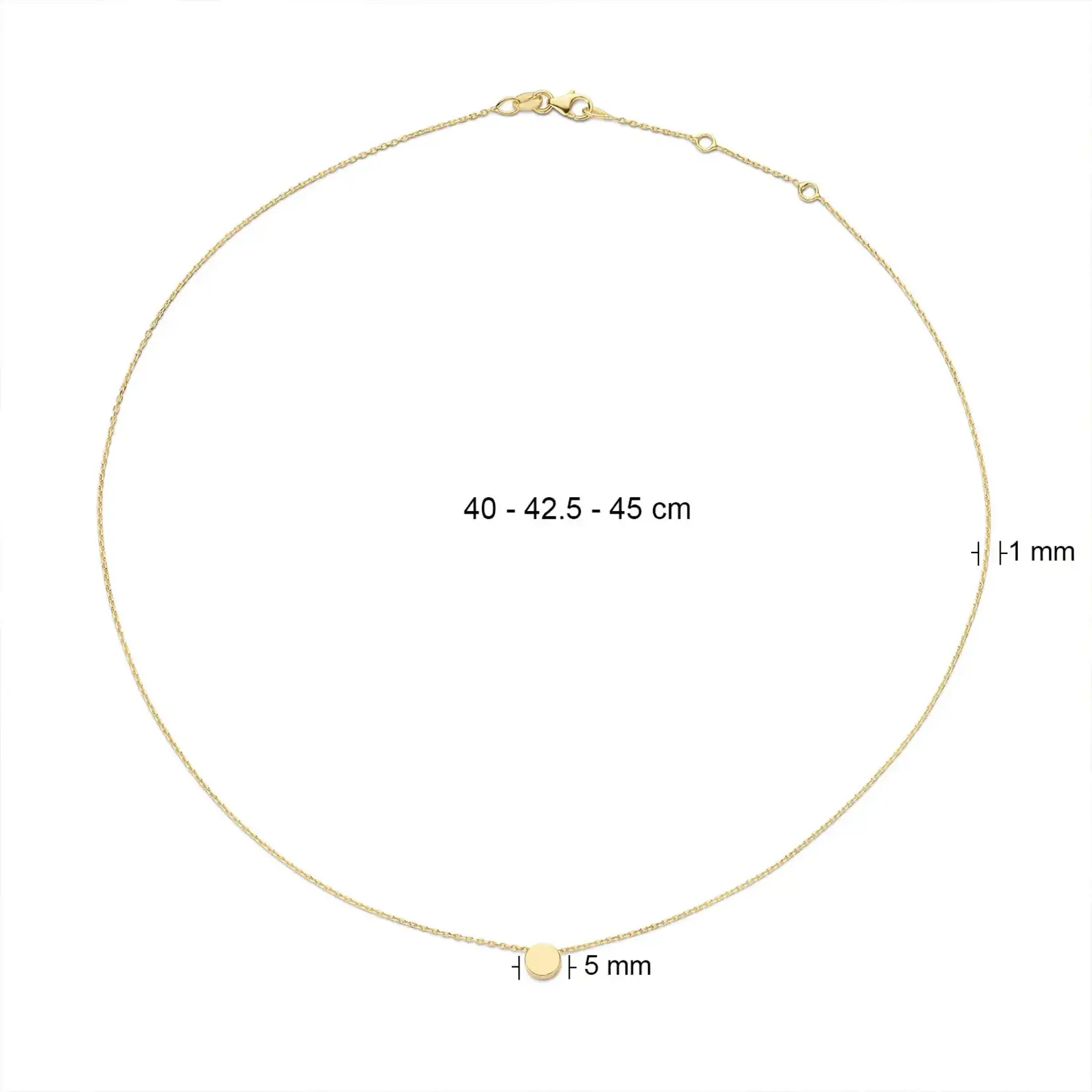 Jackie Gold Jackie Gold Plain Circle Necklace 14 karaat goud