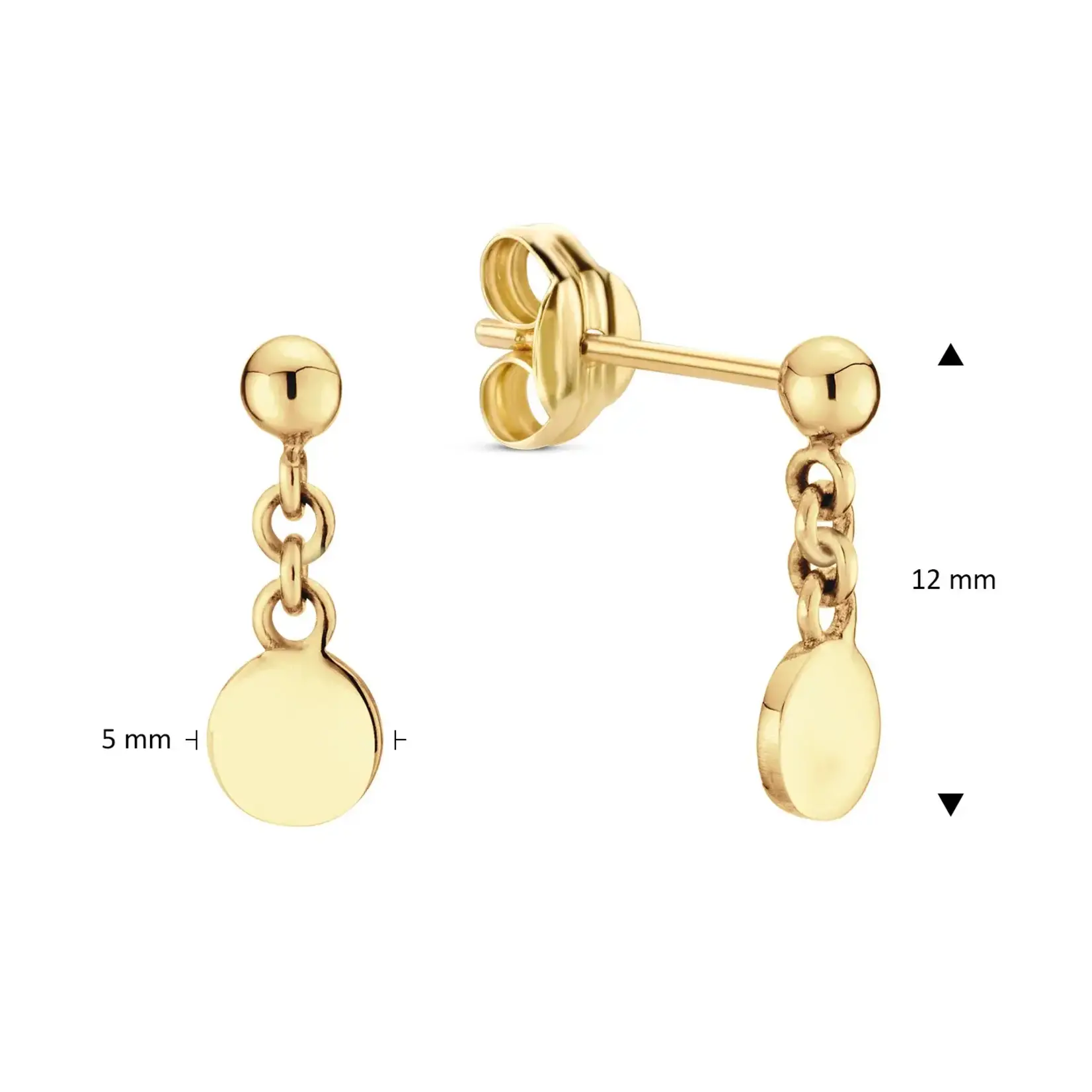 Jackie Gold Jackie Gold Dangling Disc Studs 14 karaat goud