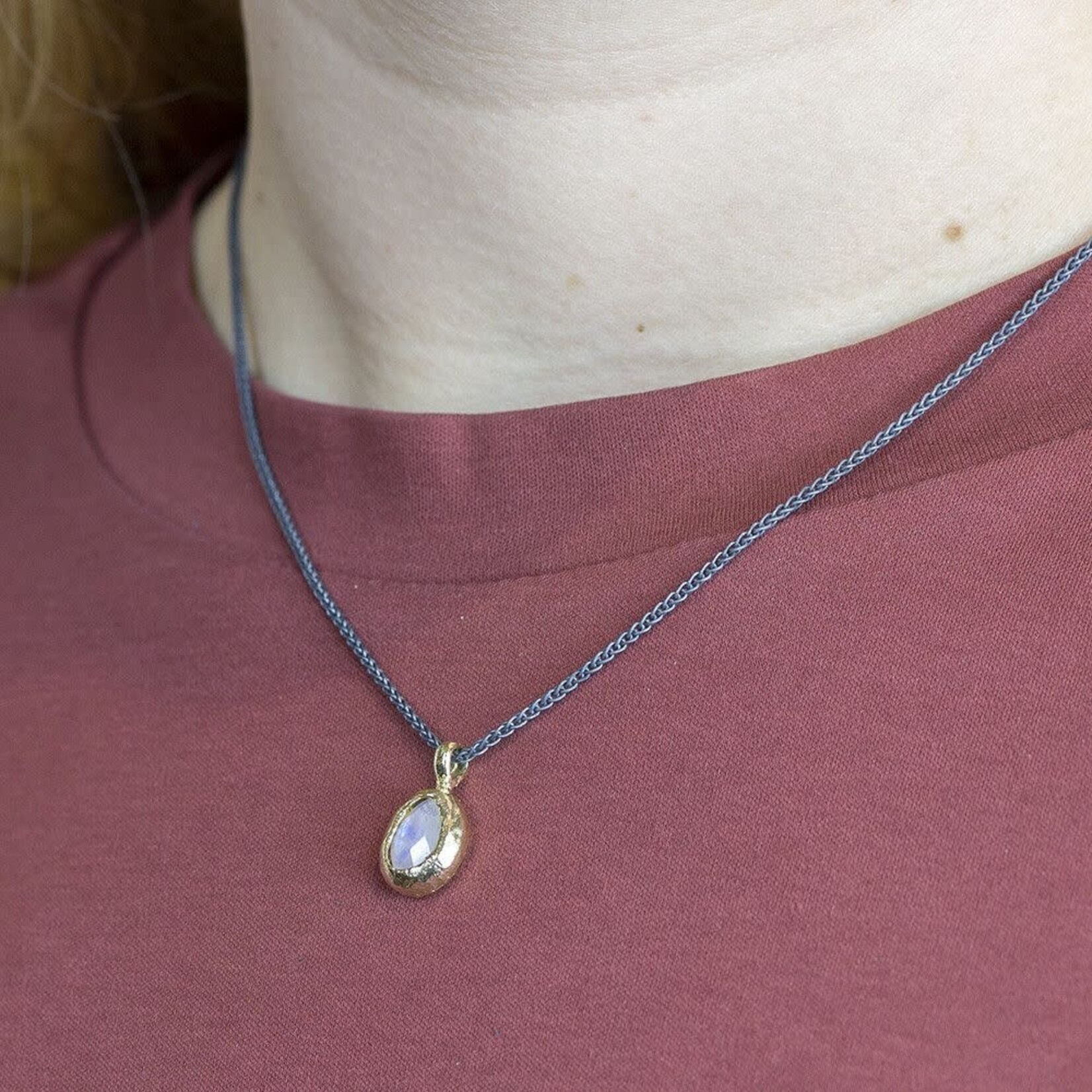 Jéh Jewels Jeh Jewels collier zilver met hanger verguld maansteen ovaal 20549