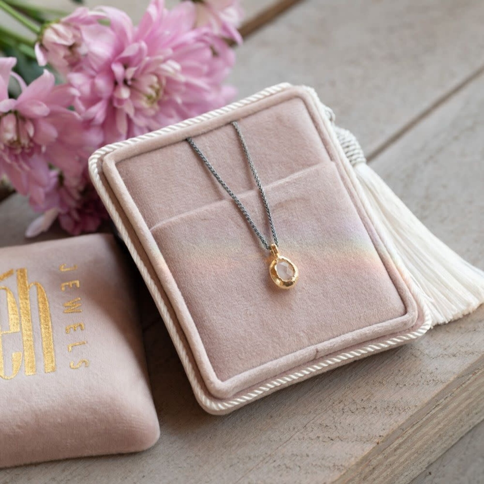 Jéh Jewels Jeh Jewels collier zilver met hanger verguld maansteen ovaal 20549