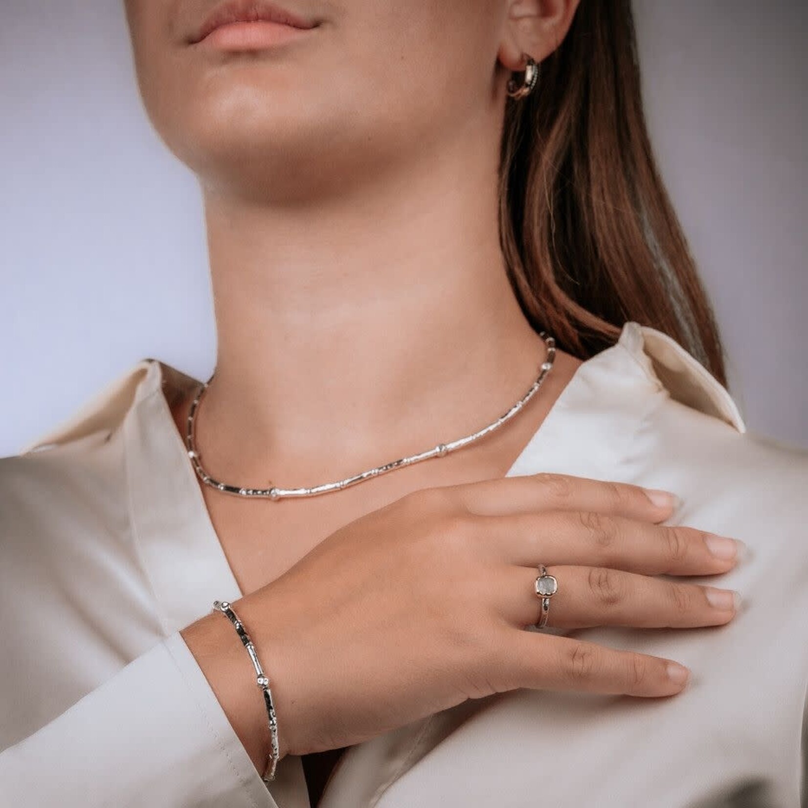 Jéh Jewels Jeh Jewels armband zilver buisjes balletjes 18 cm 21313-18