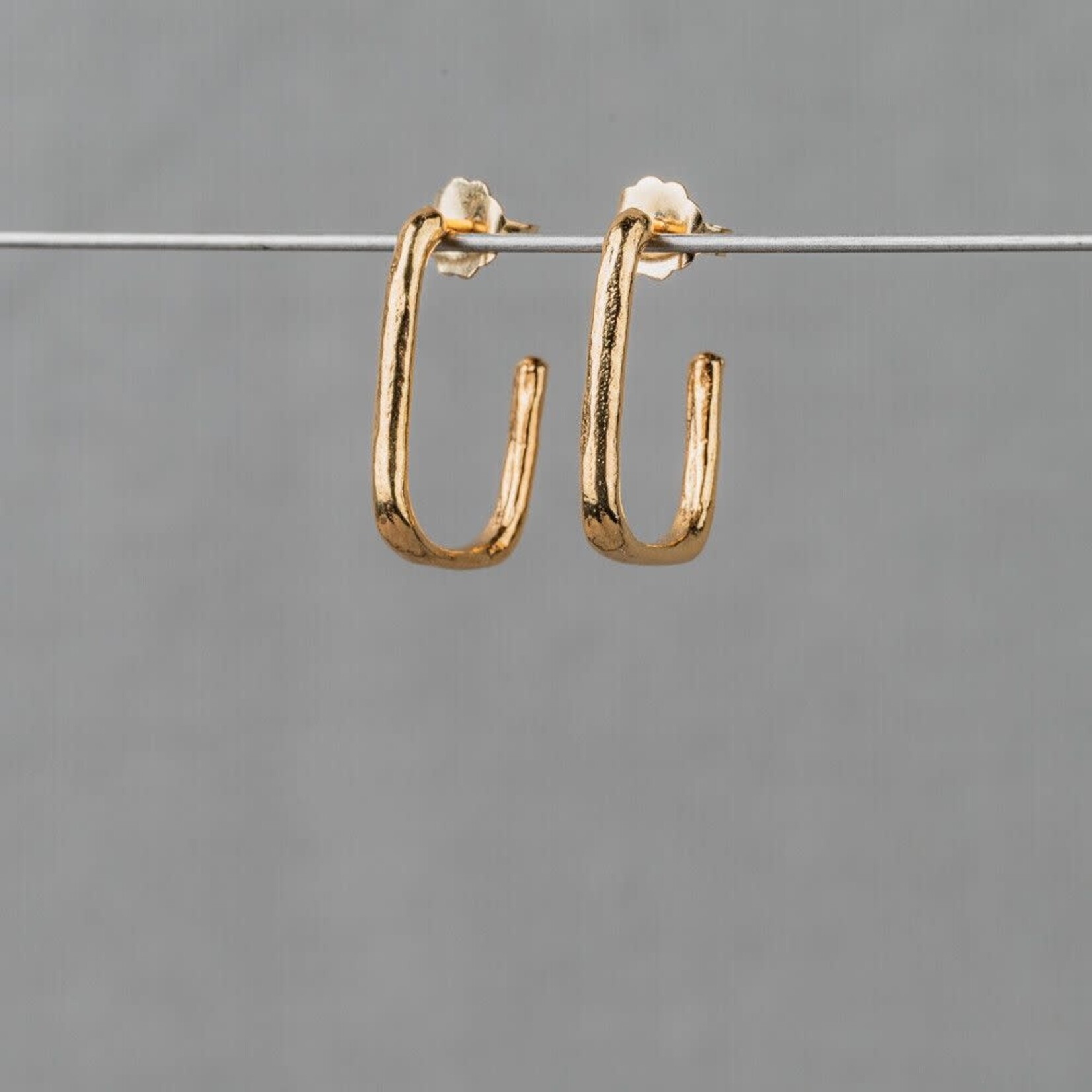 Jéh Jewels Jeh Jewels oorstekers hoepel rechthoek zilver verguld 21417