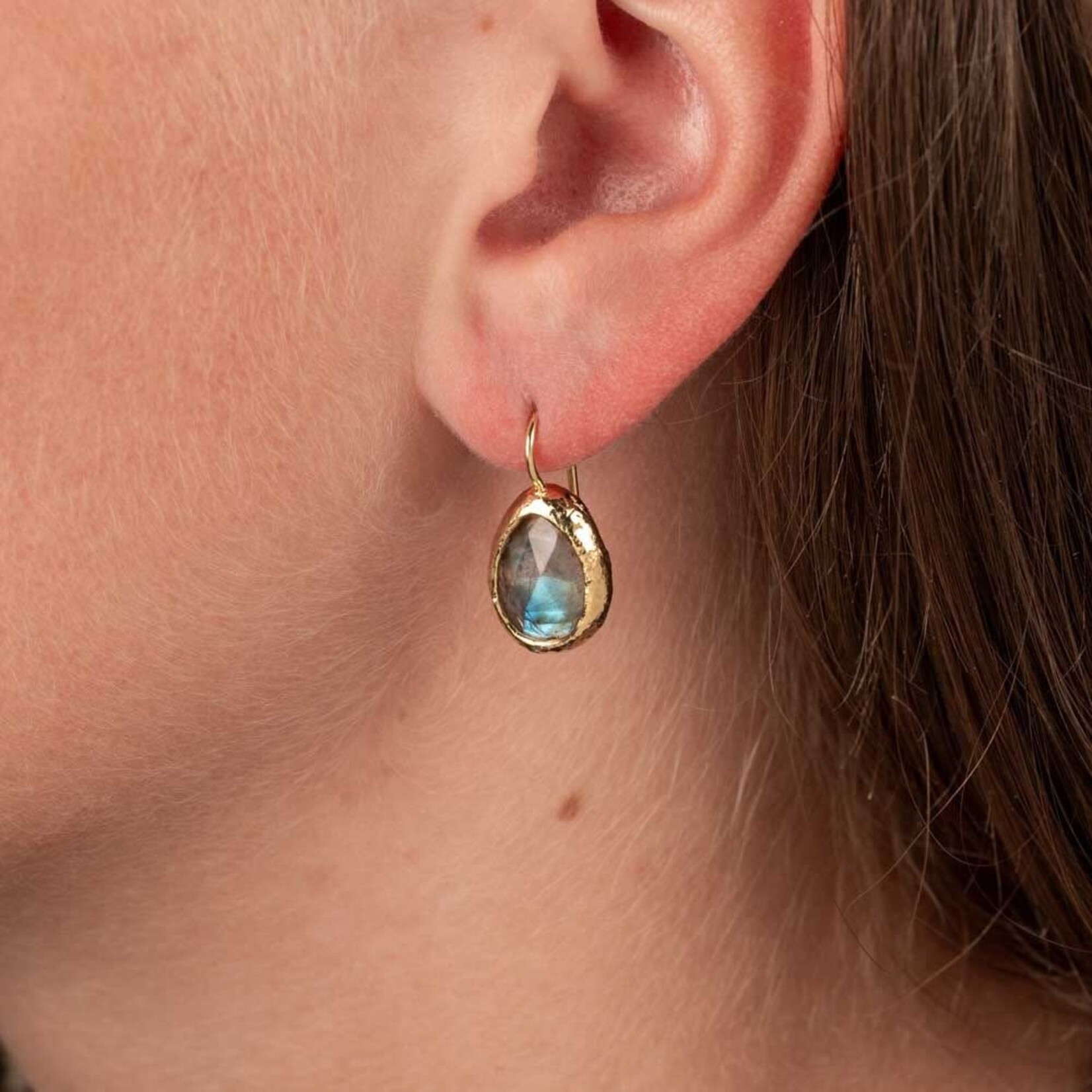 Jéh Jewels Jeh Jewels oorhanger grote druppel Labradoriet zilver verguld 21441