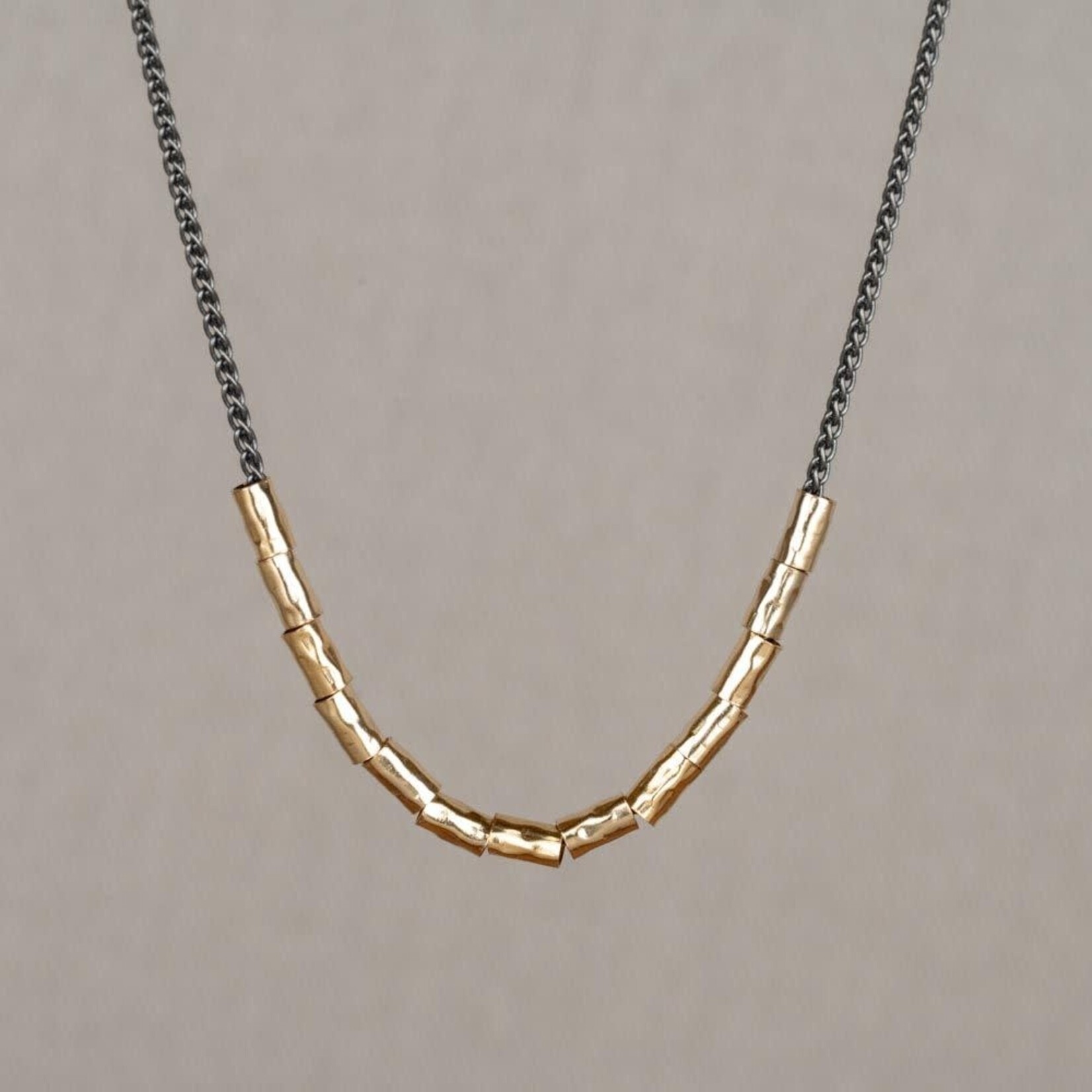 Jéh Jewels Jeh Jewels collier zilver oxy met goldfilled buis 21448-OX