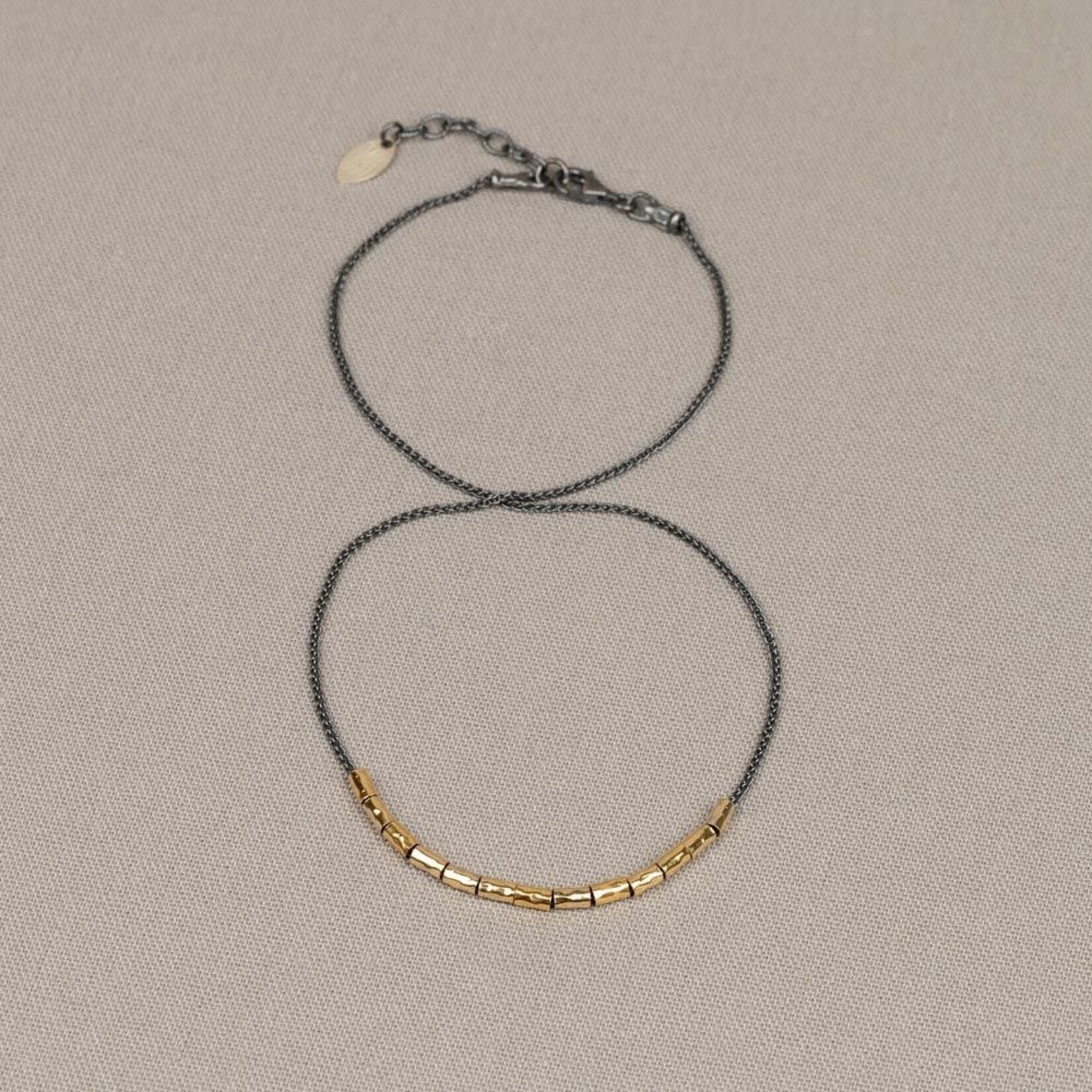 Jéh Jewels Jeh Jewels collier zilver oxy met goldfilled buis 21448-OX