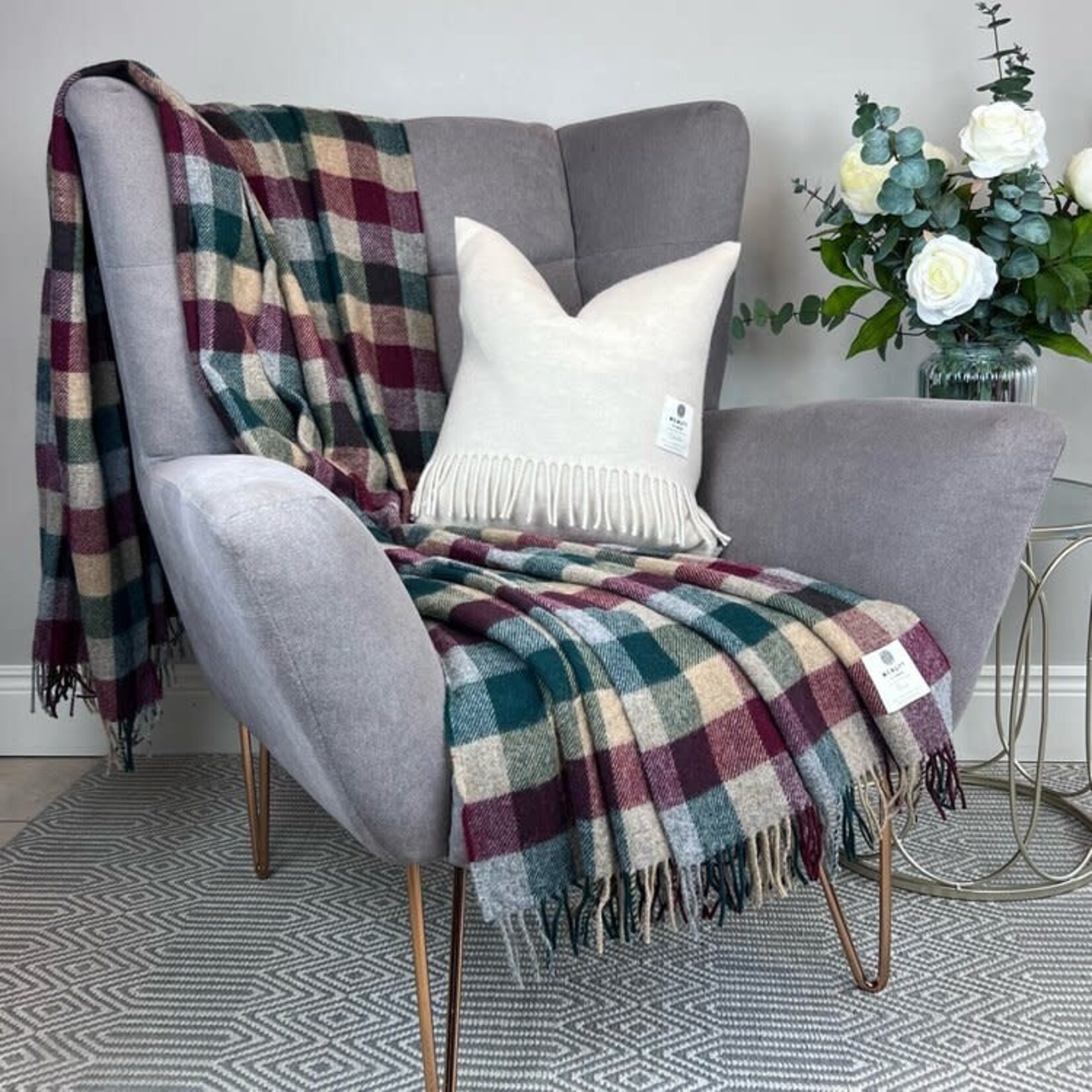 McNutt of Donegal McNutt Home Collection Deken 100% puur Wol 200 x 145 cm