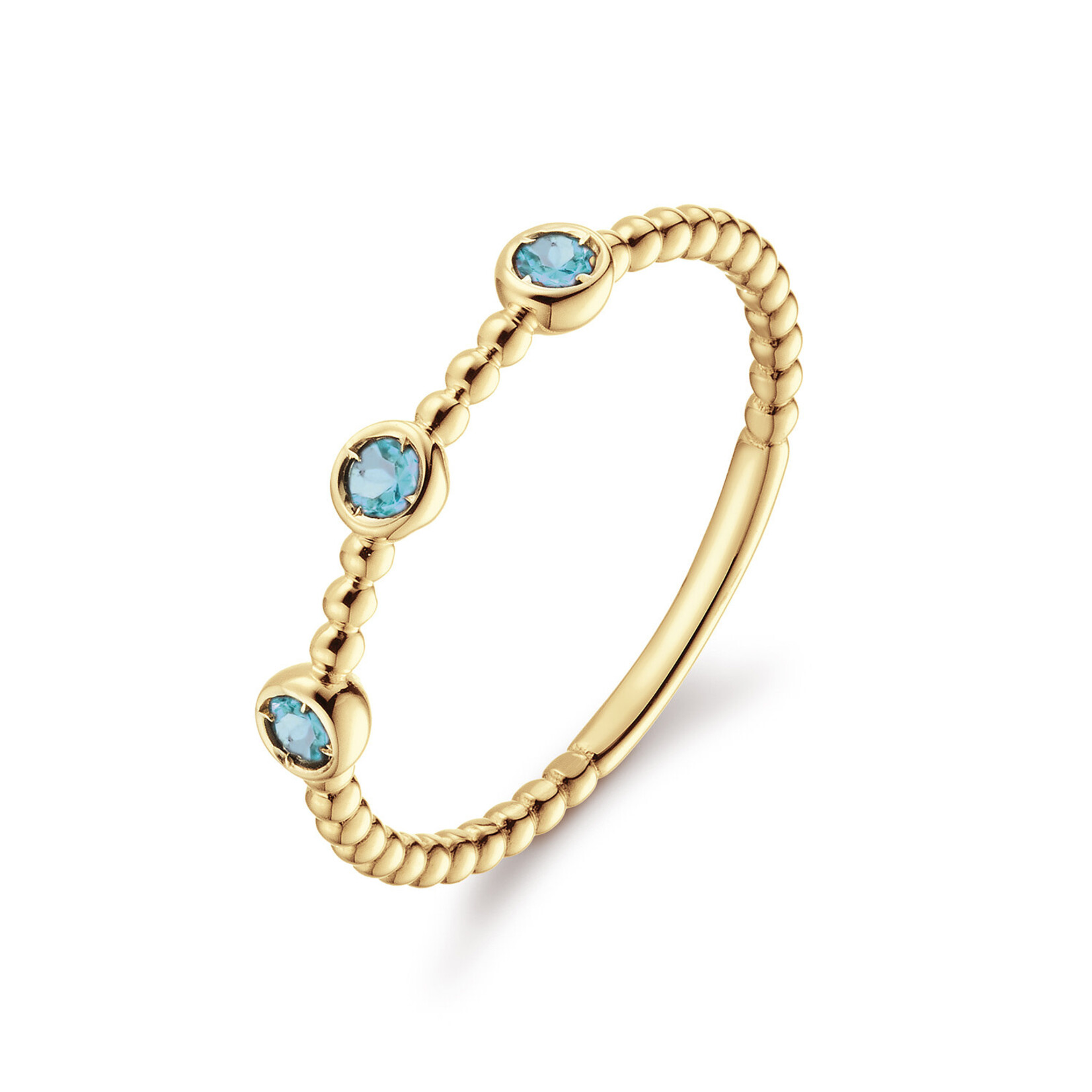 Jackie Gold Jackie Triple London Blue Topaz Ring 14 karaat goud, maat 56
