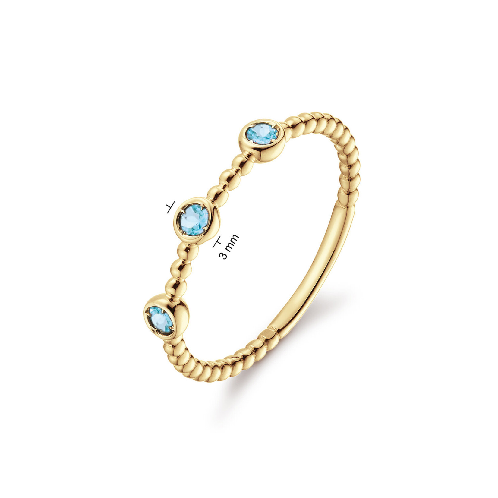 Jackie Gold Jackie Gold Triple London Blue Topaz Ring 14 karaat goud