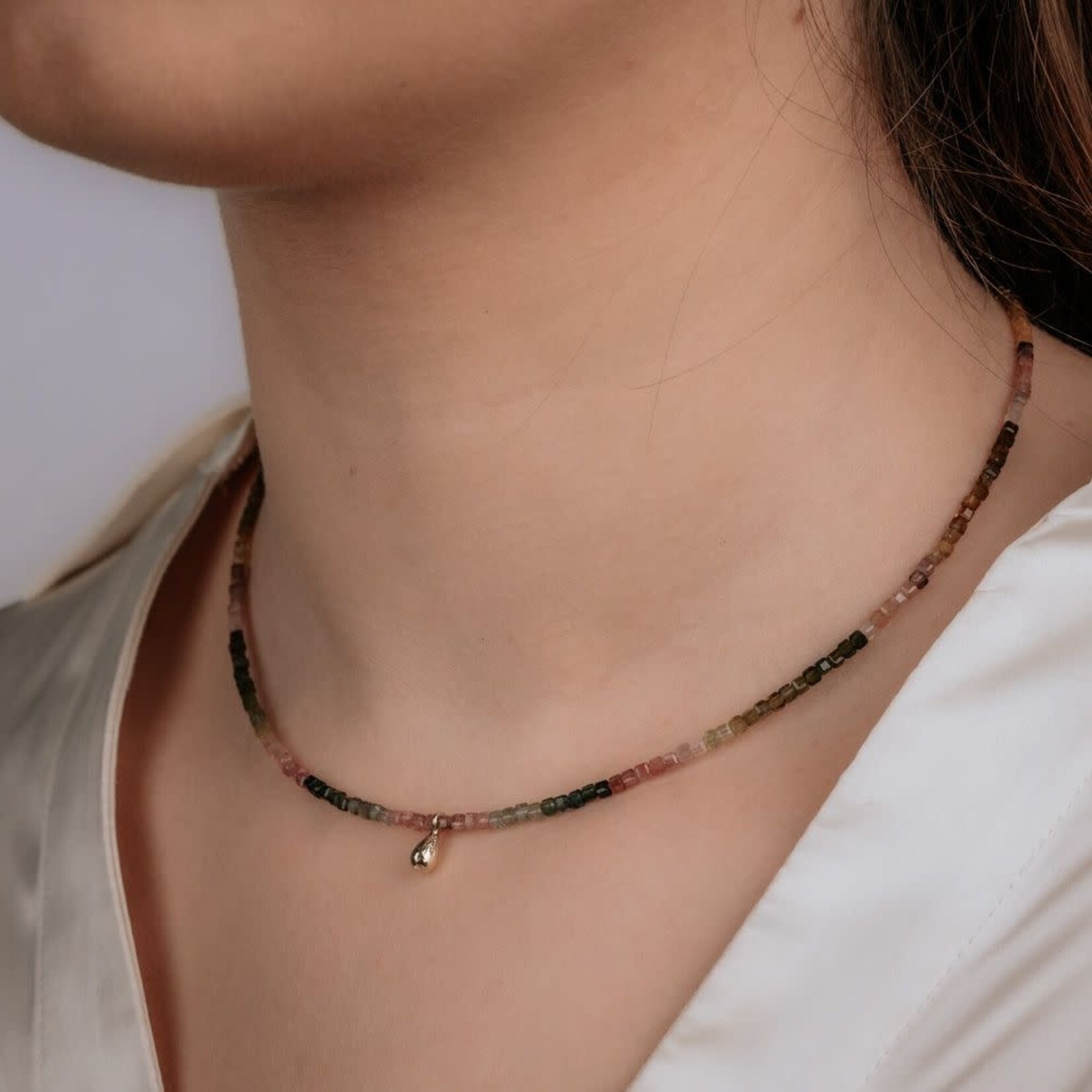 Jéh Jewels Jeh Jewels collier Multicolour Toermalijn en 9 krt klosje 21376