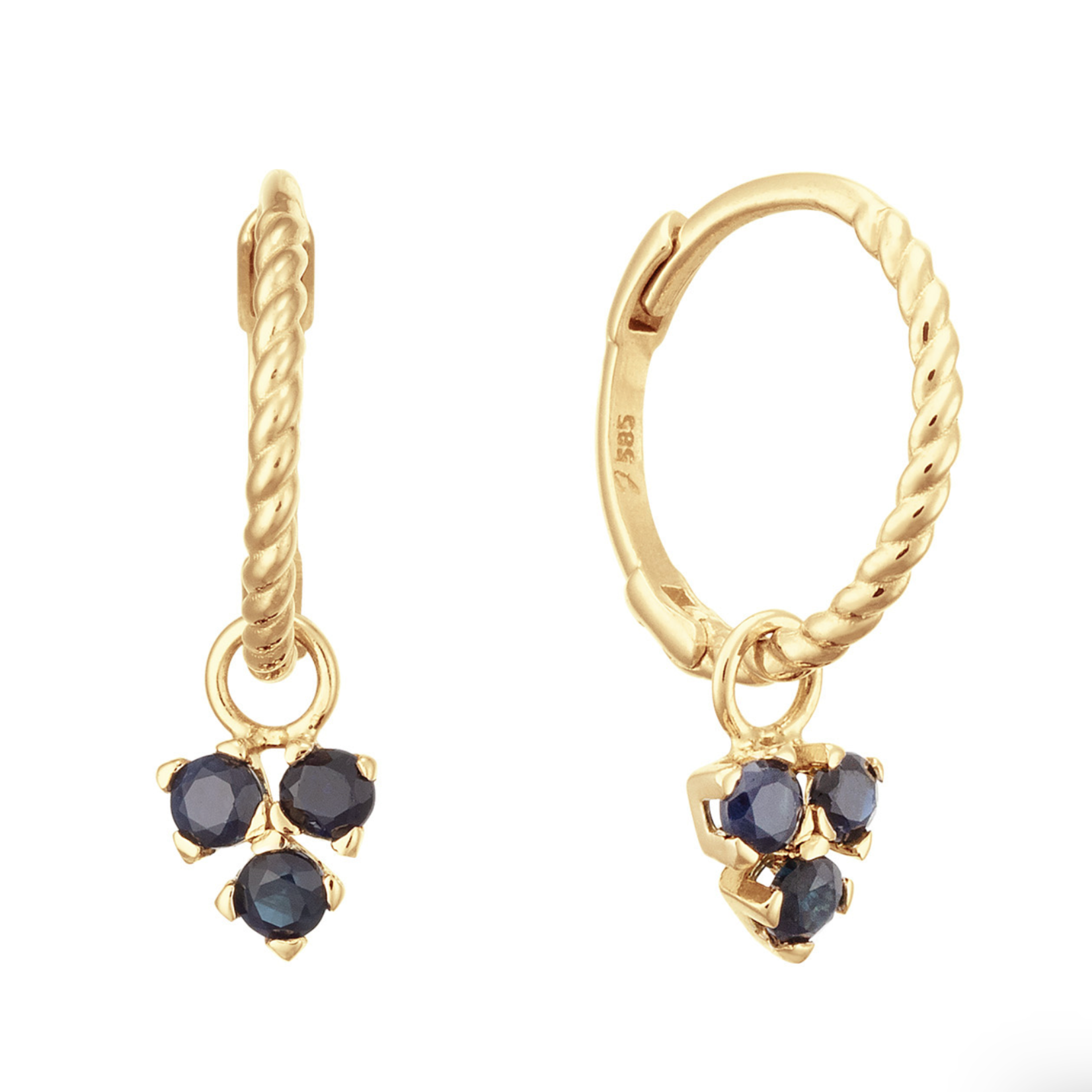 Jackie Gold Jackie Gold Triangle Sapphire Hoops