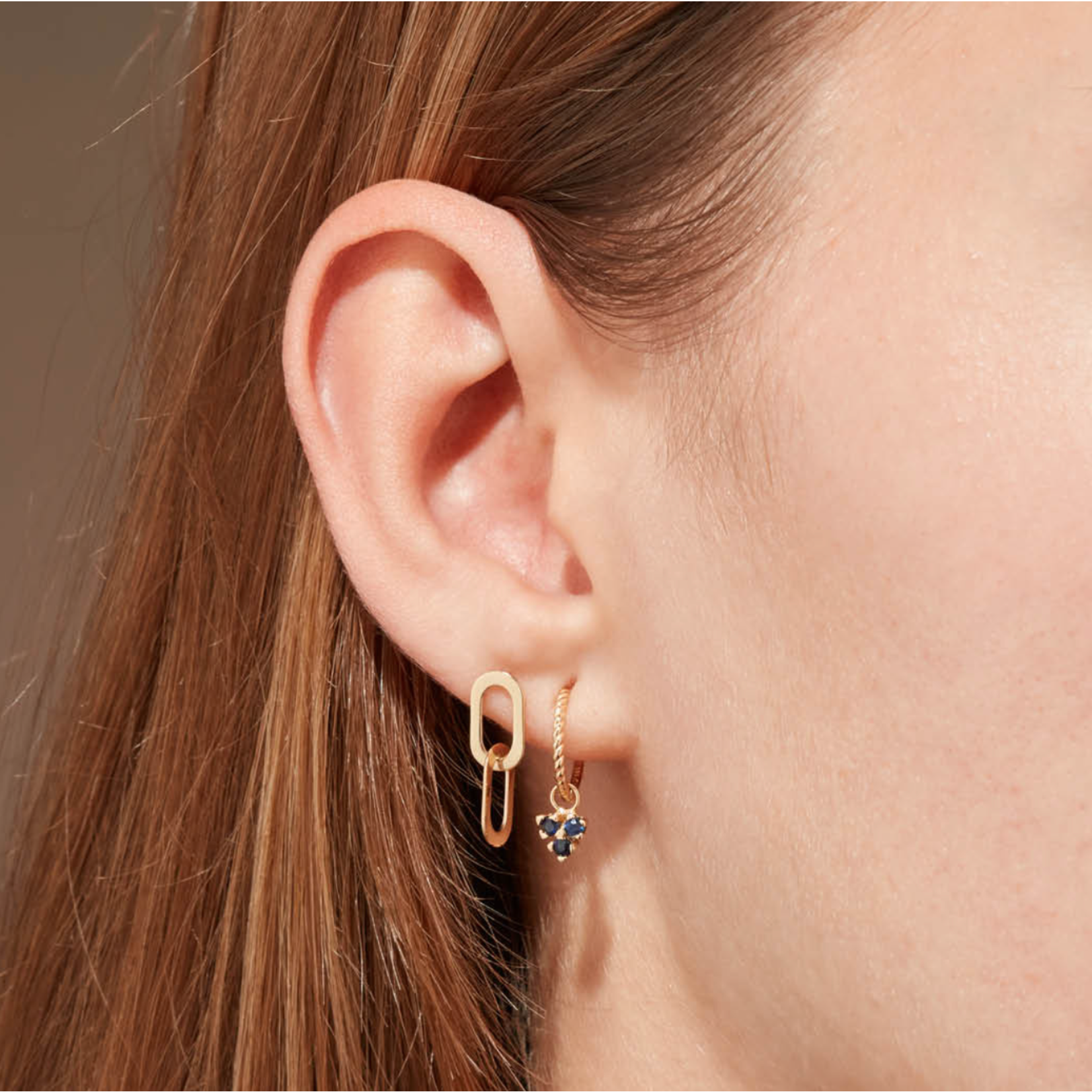 Jackie Gold Jackie Gold Triangle Sapphire Hoops