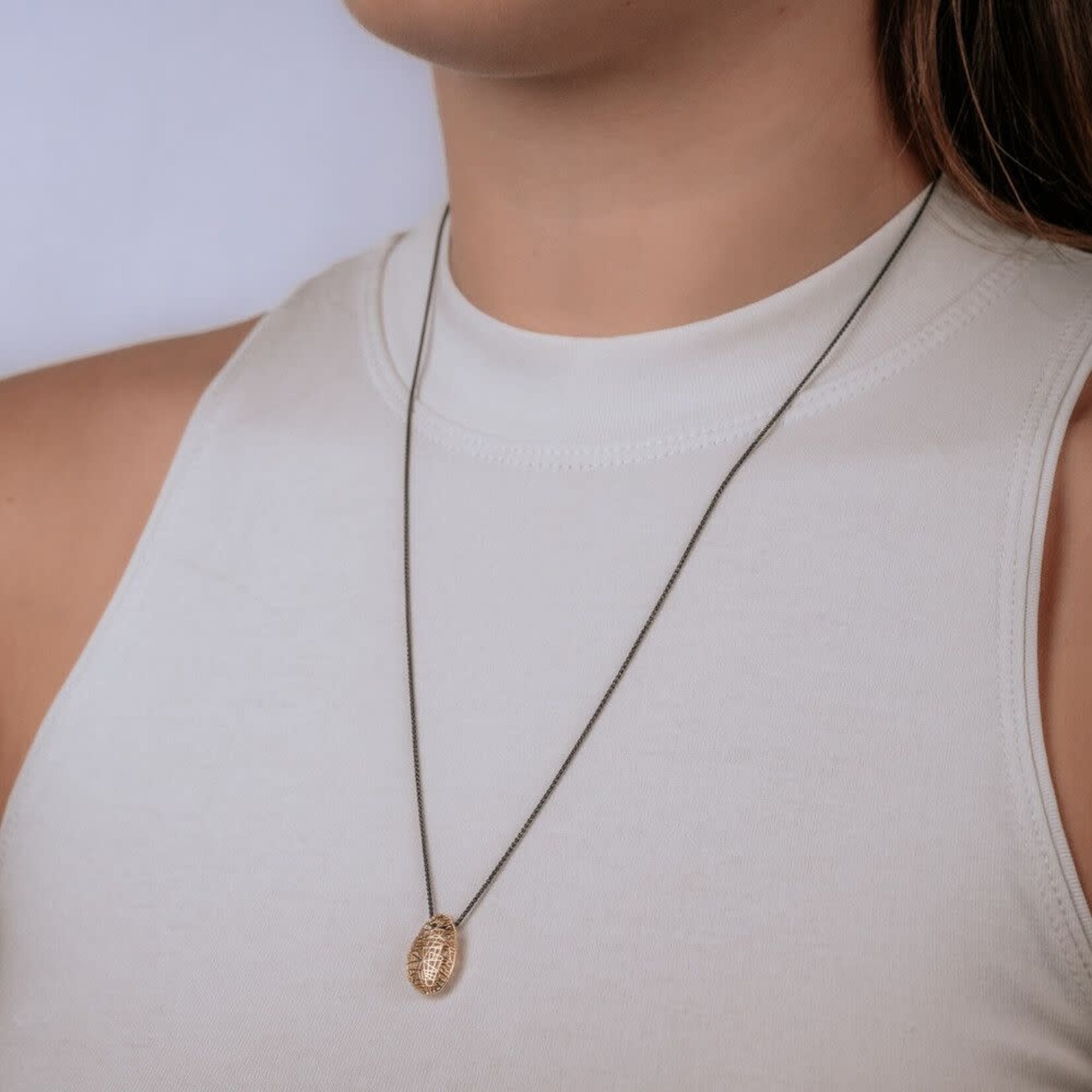 Jéh Jewels Jeh Jewels 14kt geelgoud hanger 3D kei met collier zilver oxy 21274