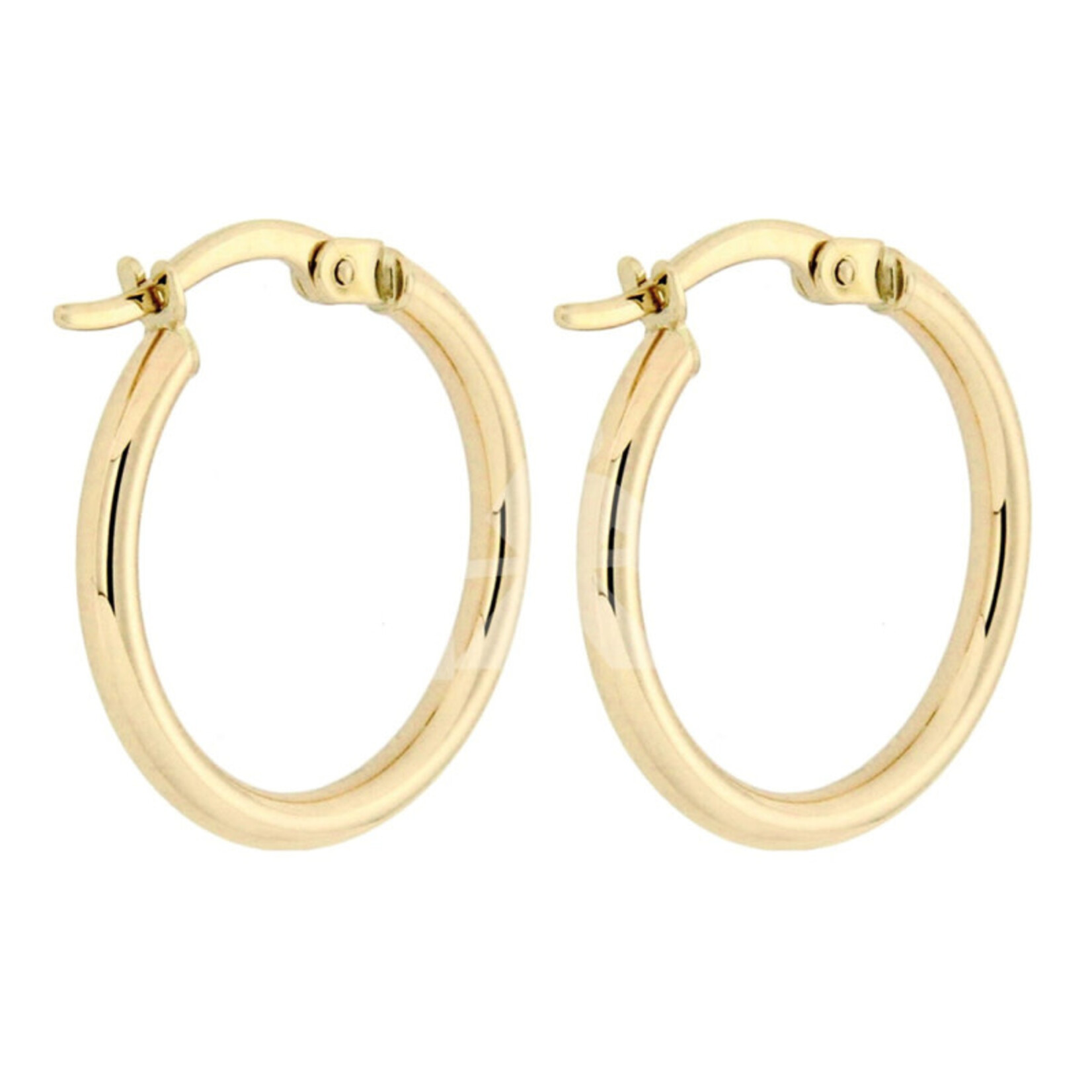 14kt geelgoud oorringen met haak 19 mm