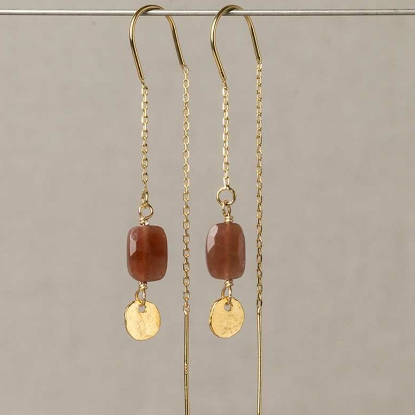 Jéh Jewels Jeh Jewels doortrek oorbel bruine Maansteen zilver verguld 21463
