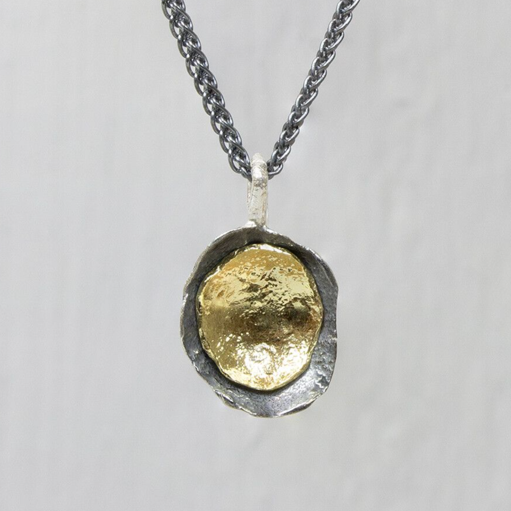 Jéh Jewels Jeh Jewels hanger ovaal zilver oxy en goldfilled