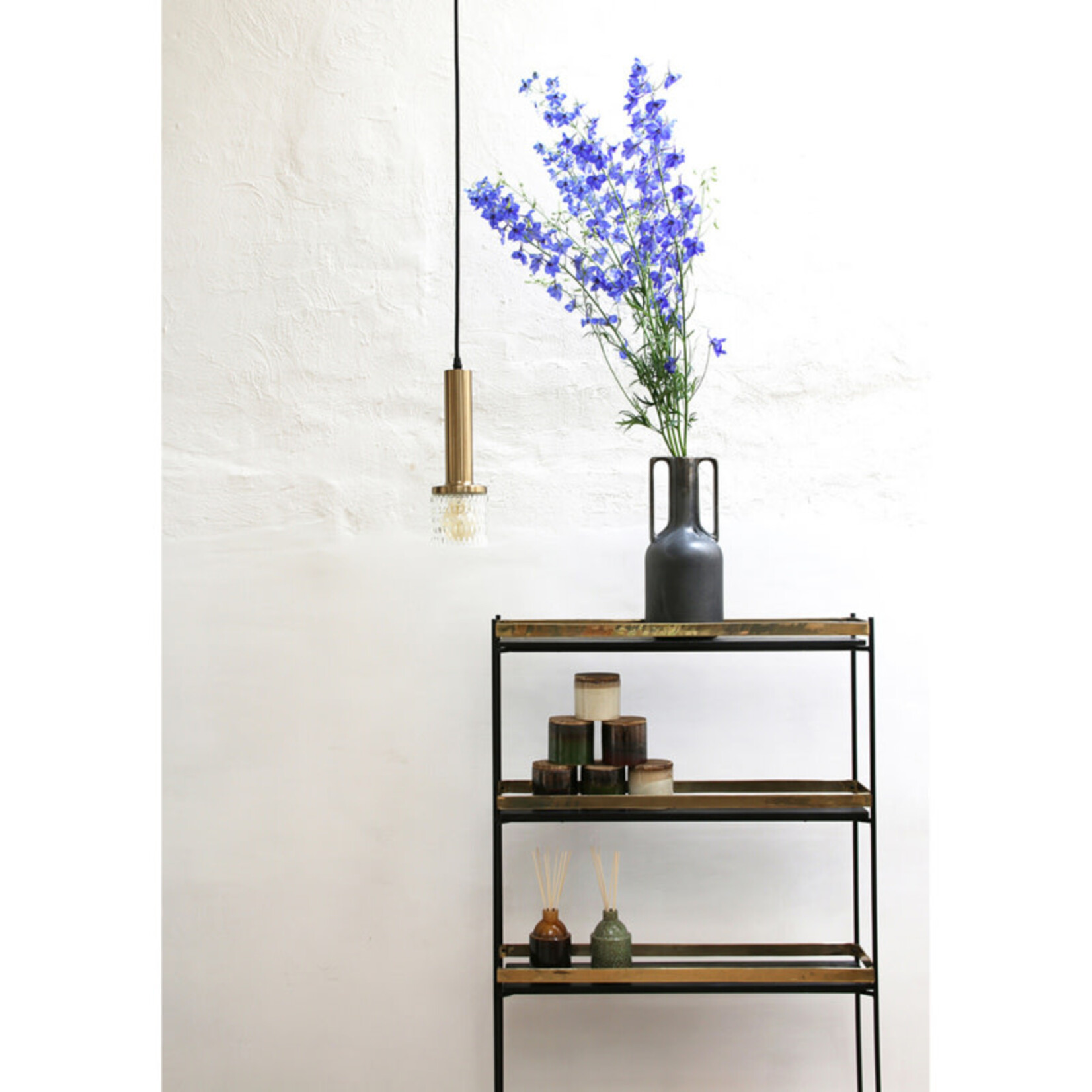HKliving stellingkast met hout, metaal en messing