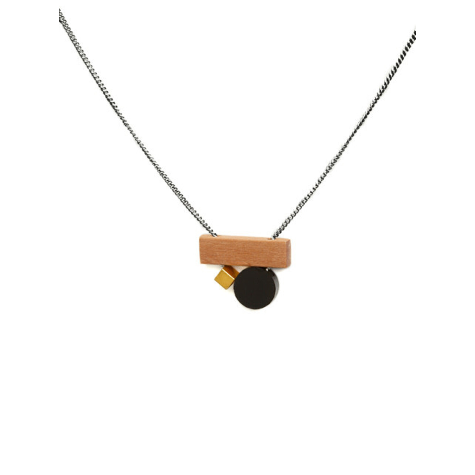 Turina Turina collier Play hout/zwart/messing