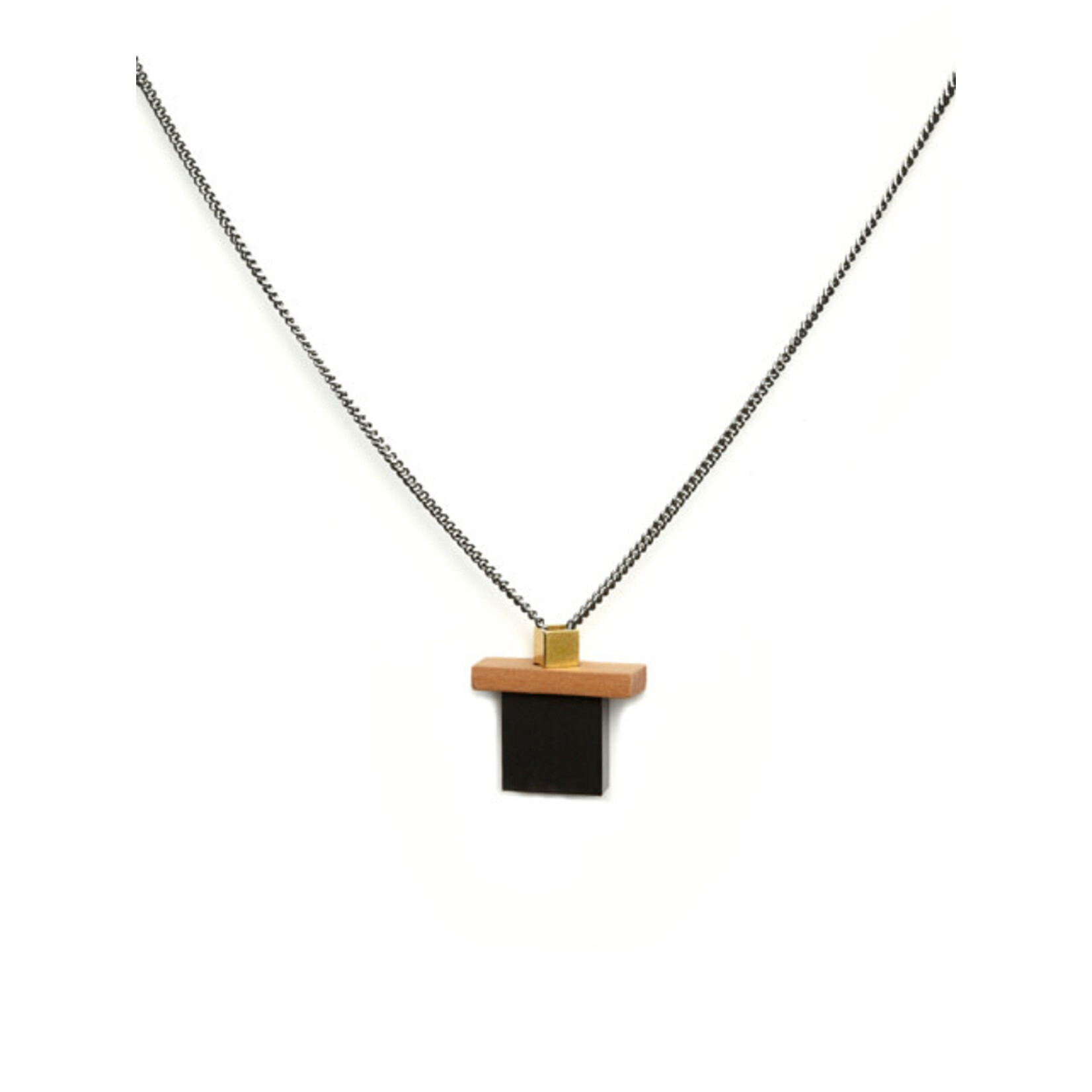 Turina Turina collier Play zwart/hout/messing