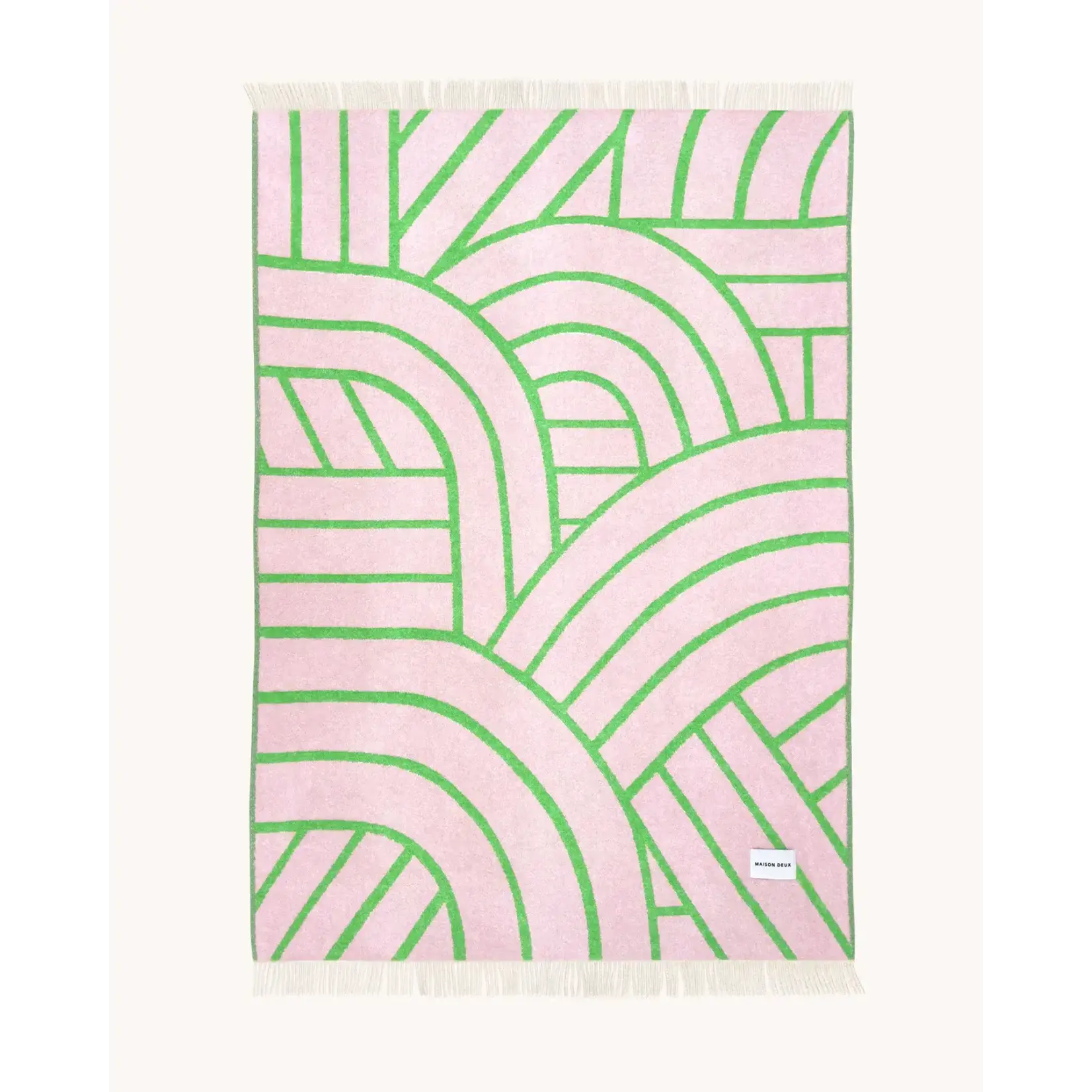 Maison Deux Wollen deken Lines Pink Apple