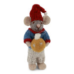 Gry & Sif Gry & Sif Grijze Muis met kerstbal goud