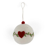 Gry & Sif Gry & Sif Kerstbal wit met hart en kerstslinger