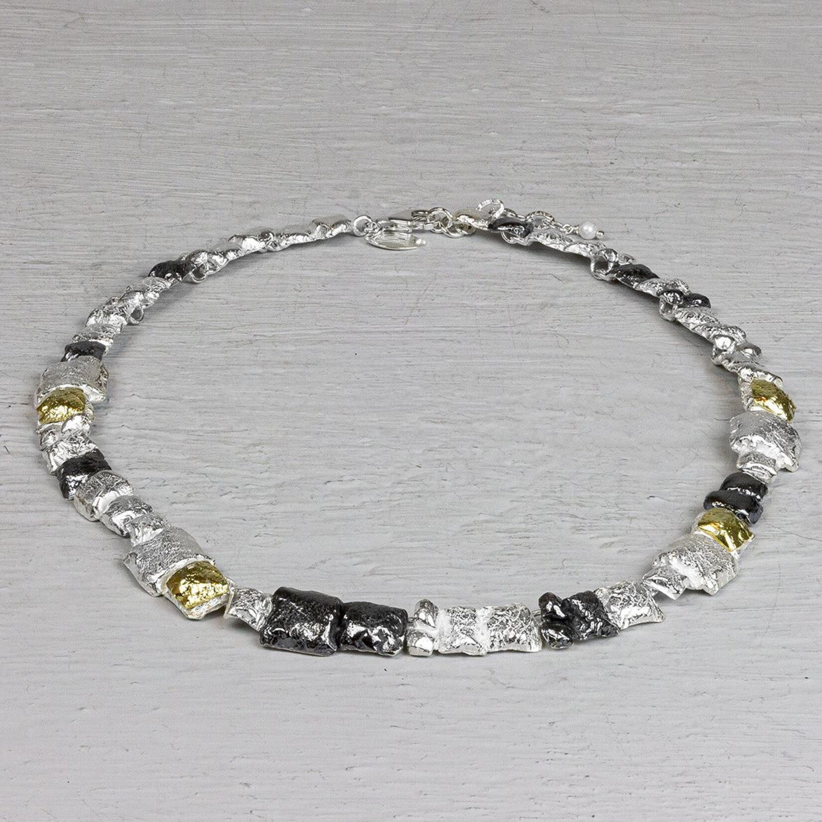 Jéh Jewels Jeh Jewels collier zilver oxy en verguld blokjes 20969