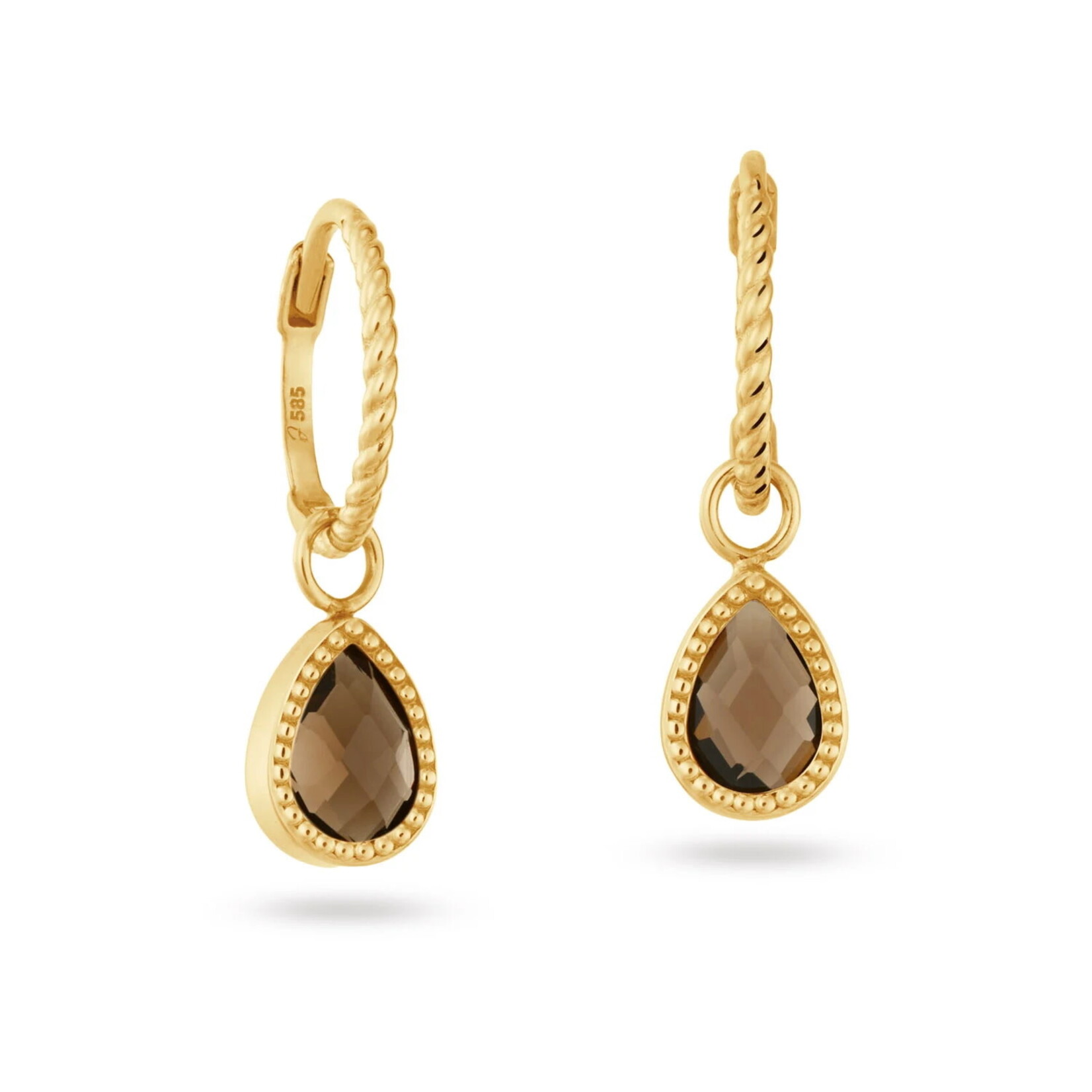 Jackie Gold Jackie Gold Amstel Smokey Quartz Hoops