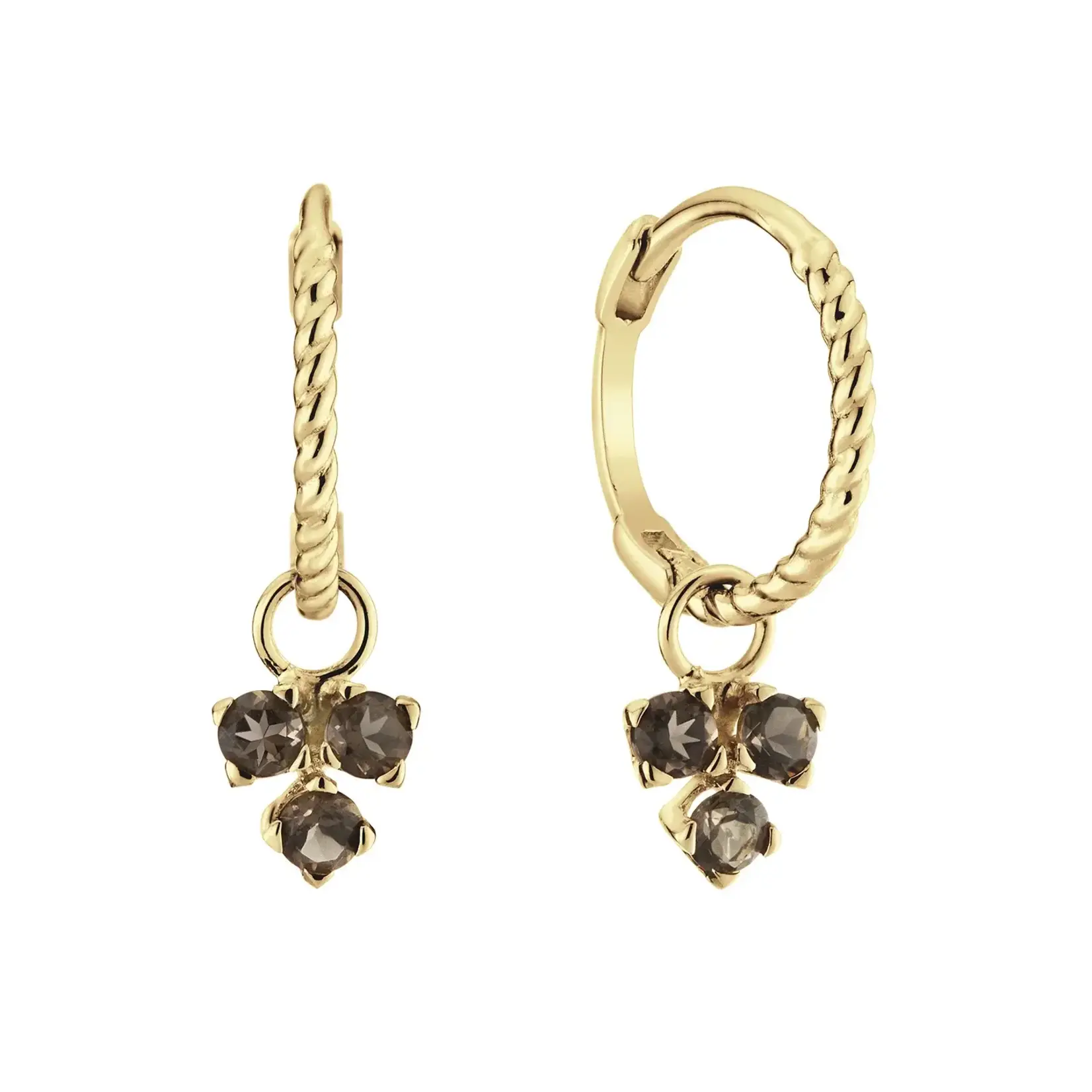 Jackie Gold Jackie Gold Triangle Smokey Quartz Hoops