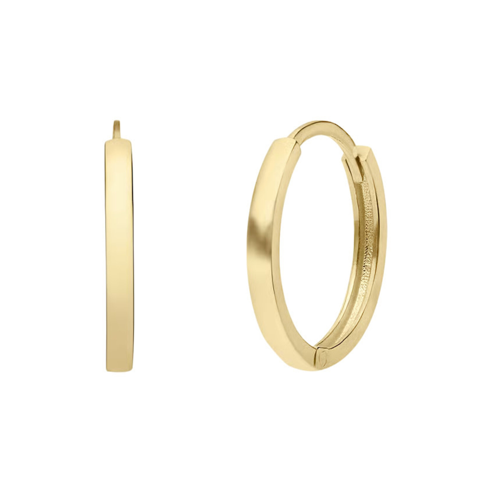 14 karaat geelgoud klap oorringen vlak (meerdere groottes)