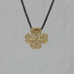 Jéh Jewels Jeh Jewels 14kt geelgoud hanger 3D klavertje 4 met collier zilver oxy 20538