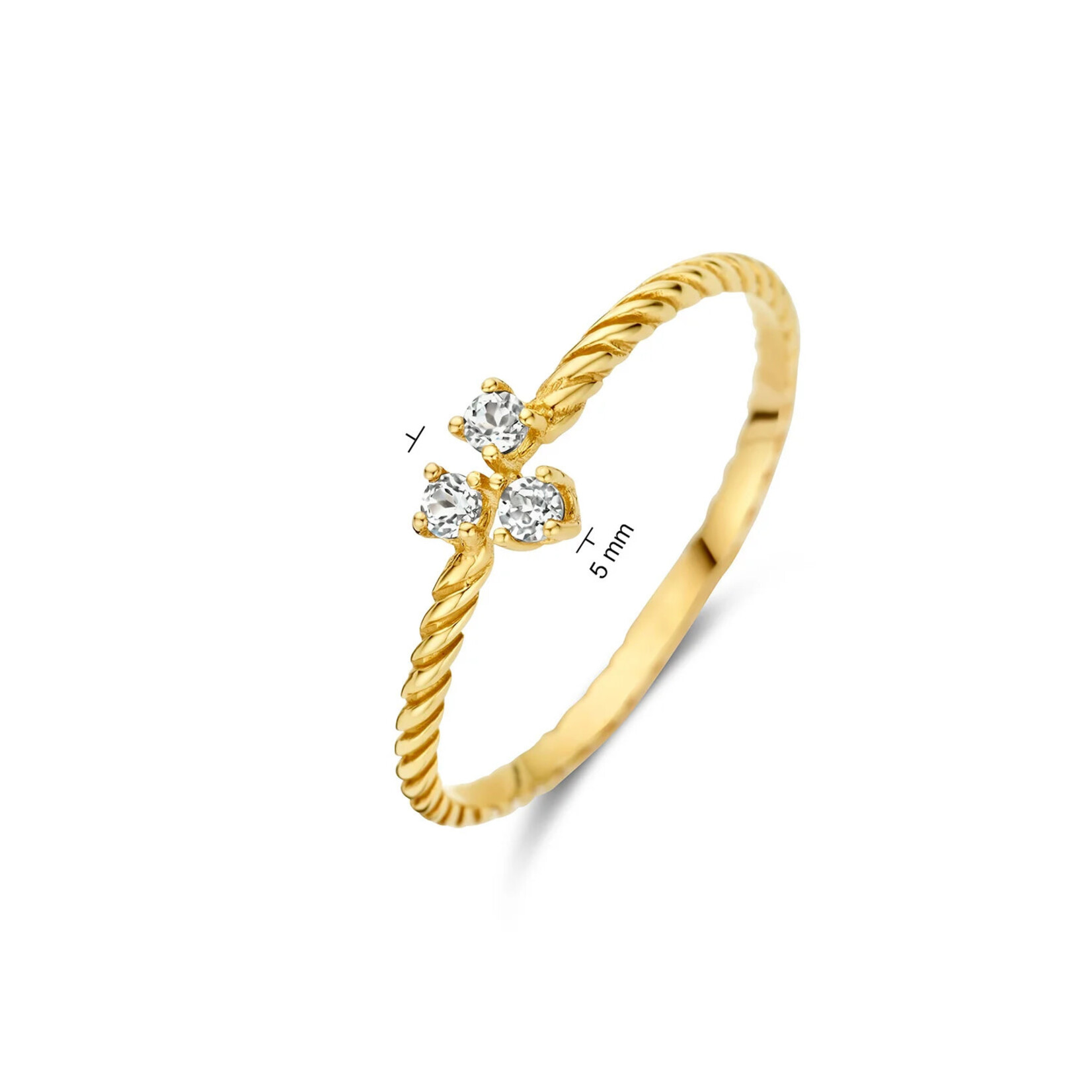 Jackie Gold Jackie Gold Triangle White Topaz Ring maat 54
