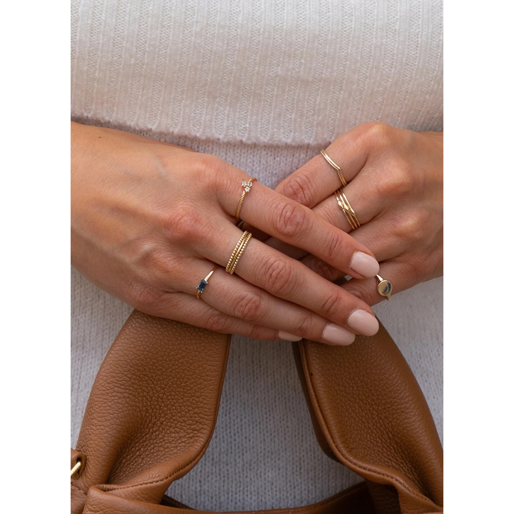 Jackie Gold Jackie Gold Triangle White Topaz Ring maat 54