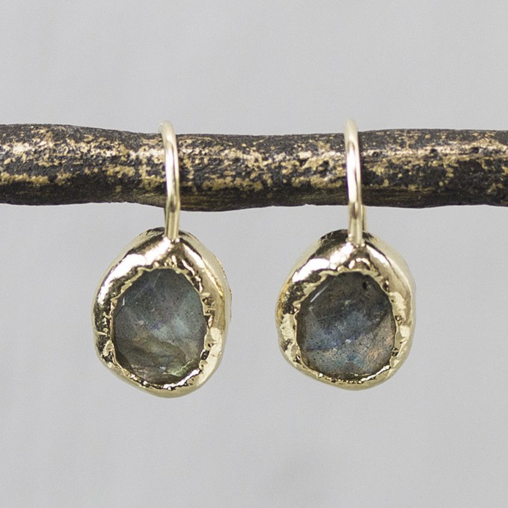 Jéh Jewels Jeh Jewels oorhangers zilver verguld met labradoriet ovaal 20186