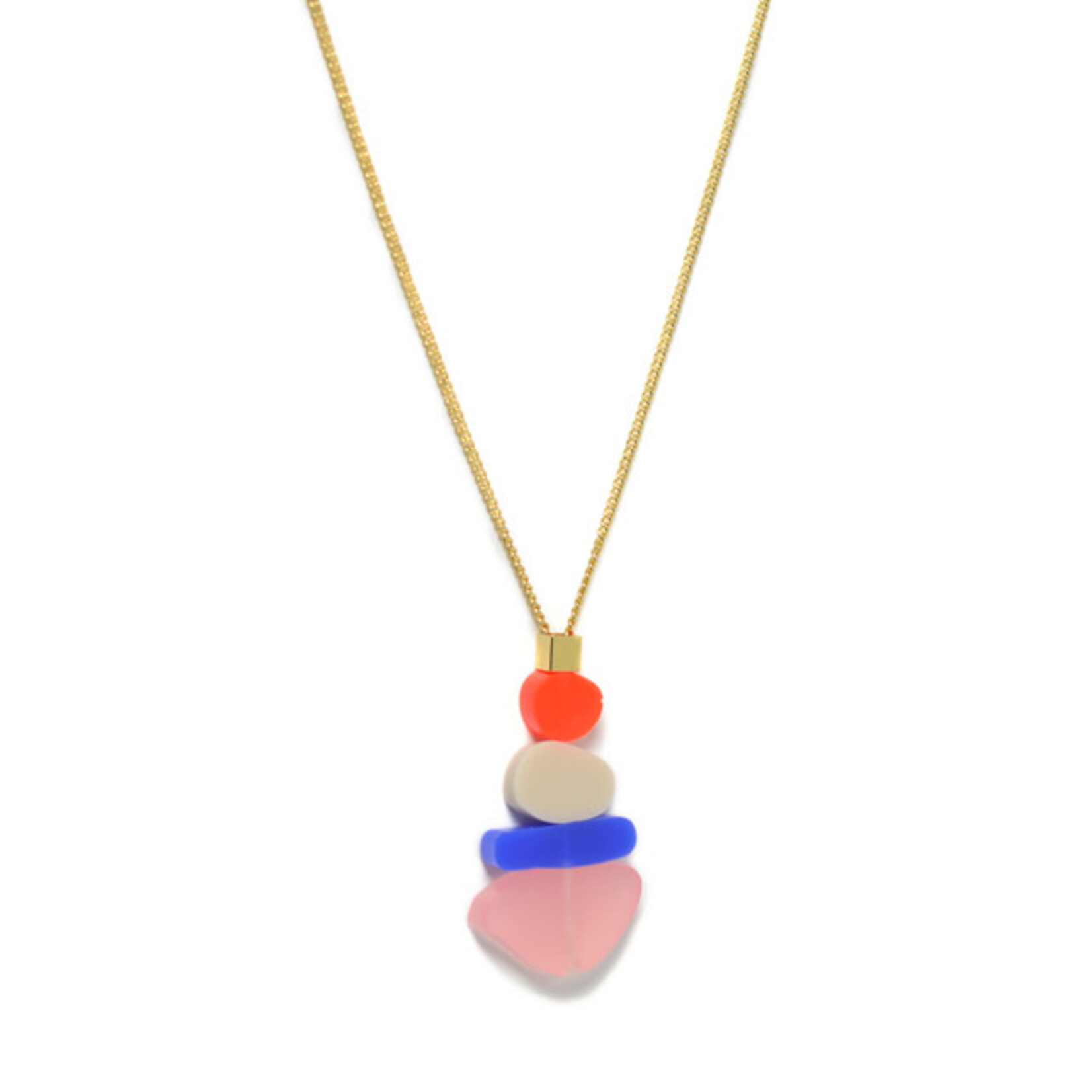Turina Turina collier Pebbles oranje/wit//blauw/roze