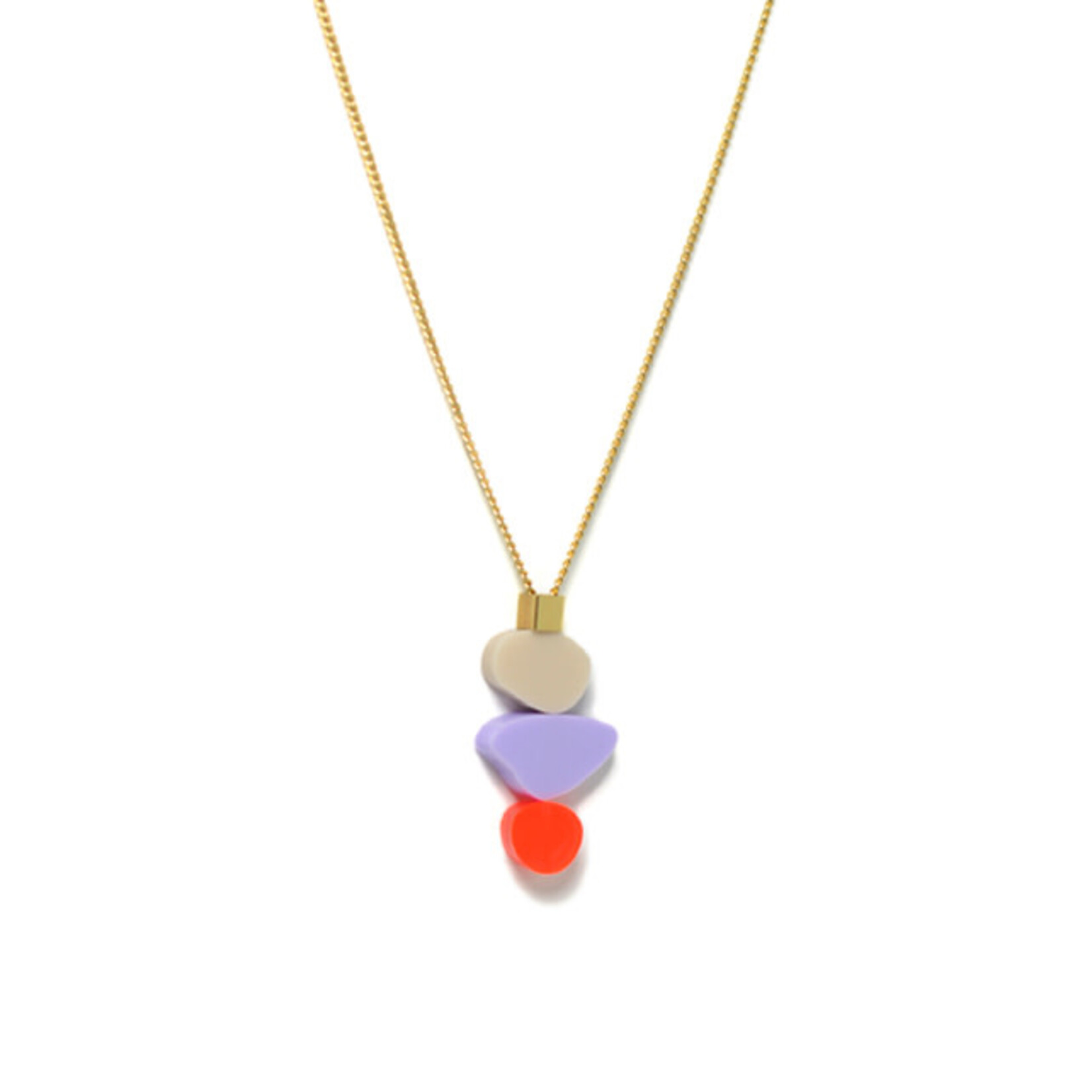 Turina Turina collier Pebbles wit/lila/oranje