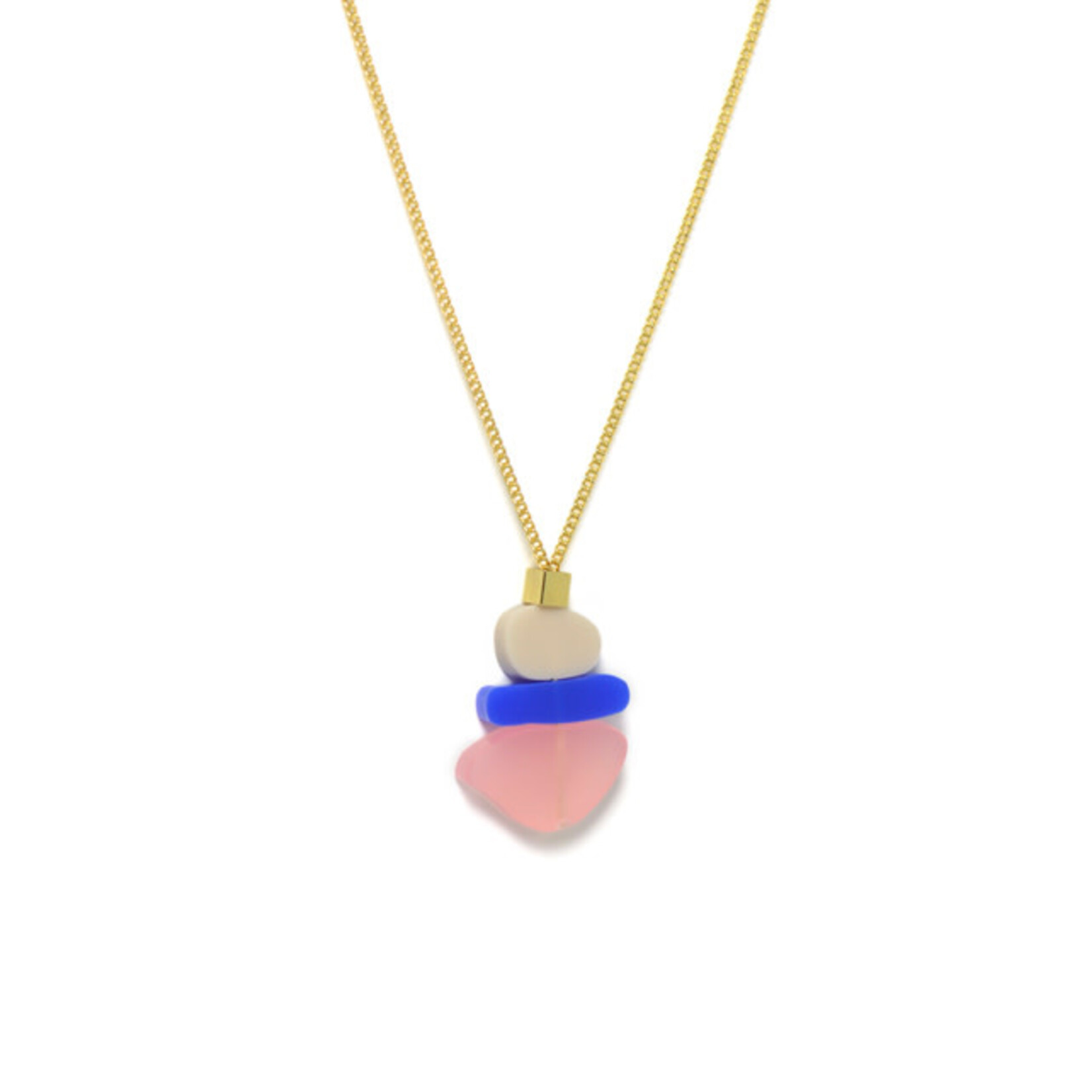 Turina Turina collier Pebbles wit/blauw/roze