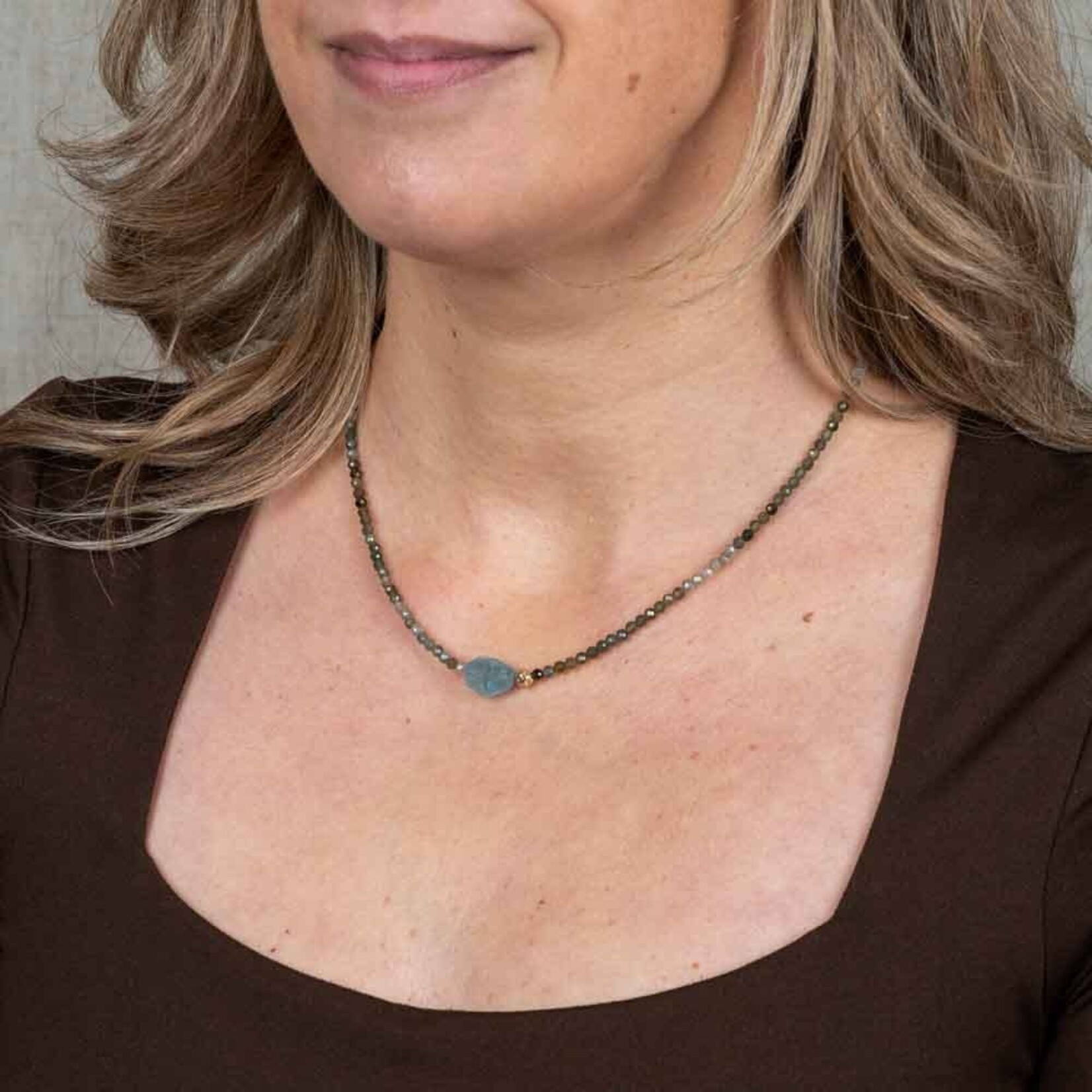 Jéh Jewels Jeh Jewels collier toermalijn en aquamarijn met goldfilled 21729