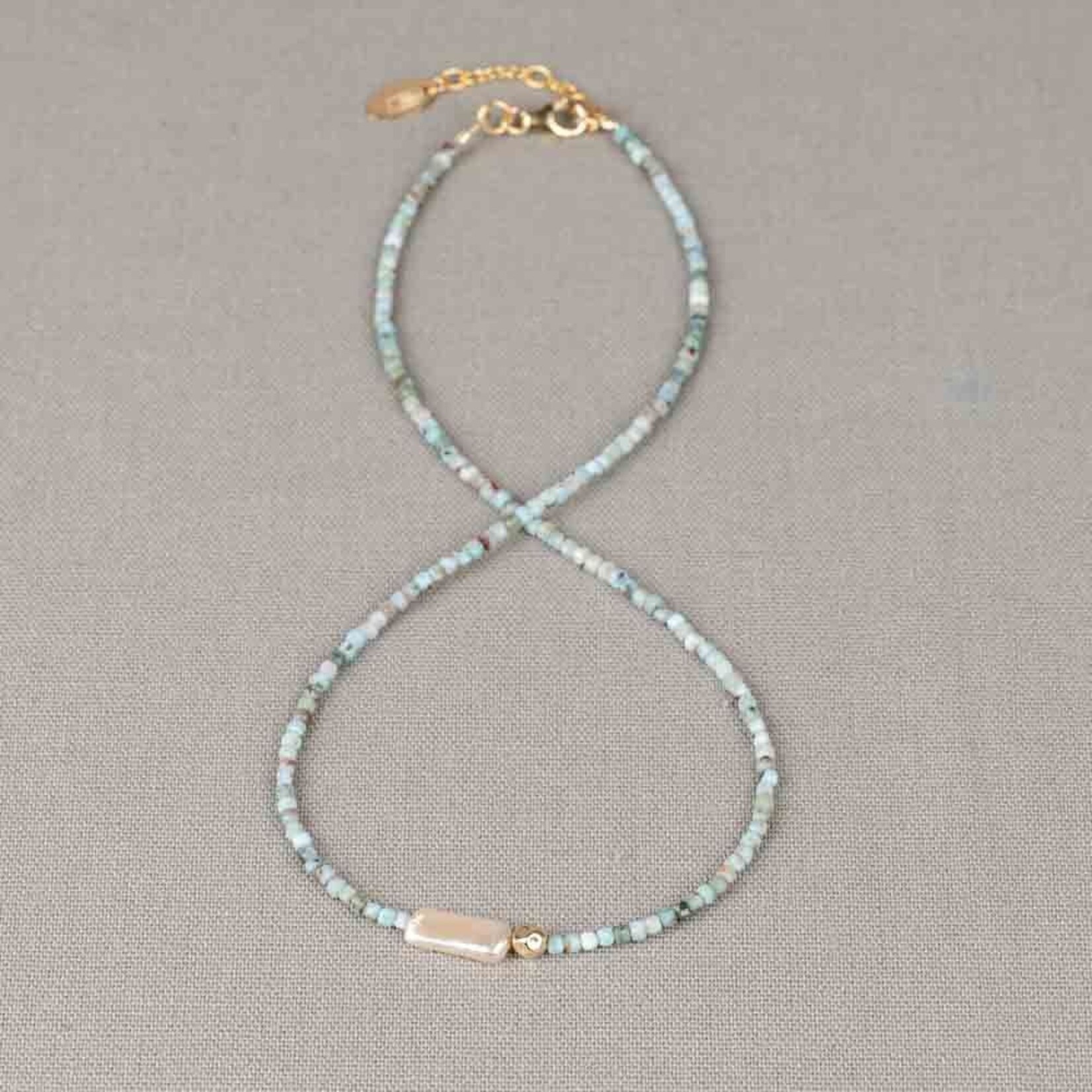 Jéh Jewels Jeh Jewels collier larimar en parel met goldfilled 21730