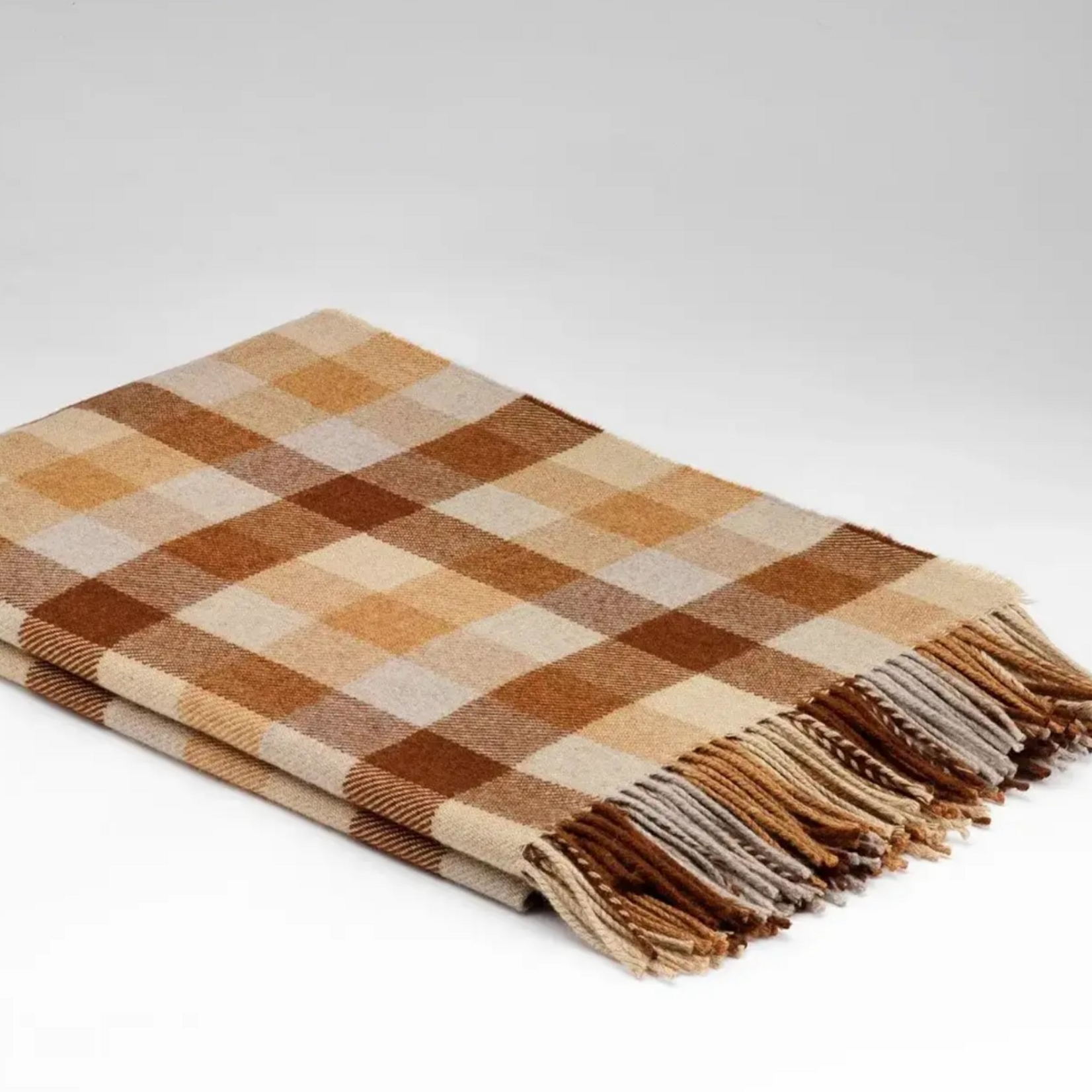 McNutt of Donegal McNutt plaid merino lamswol 200 x 145 cm Caramello