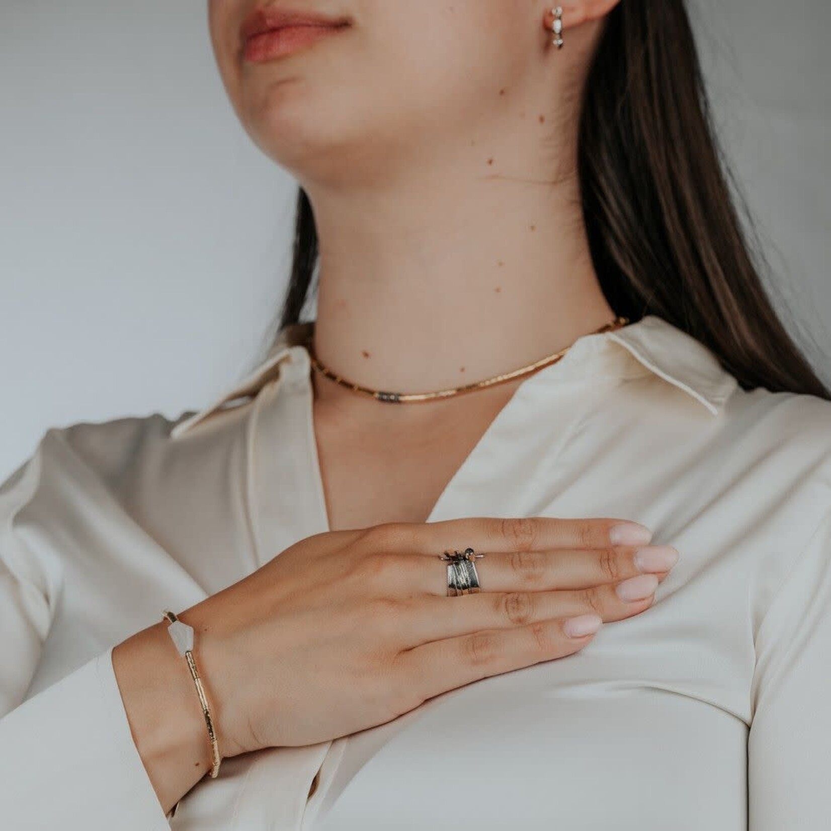 Jéh Jewels Jeh Jewels ring overslag zilver, 9 karaat en Labradoriet 21271