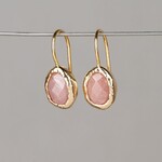 Jéh Jewels Jeh Jewels oorhangers zilver verguld met roze maansteen ovaal 21033