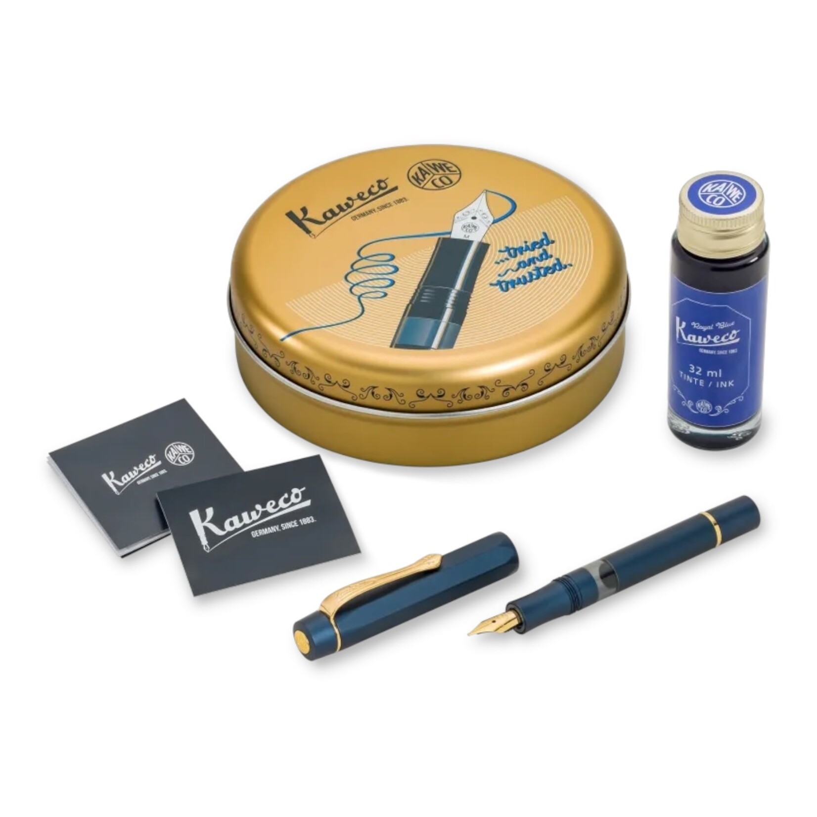 Kaweco Kaweco PISTON Sport AL Navy/Gold Set met inkt