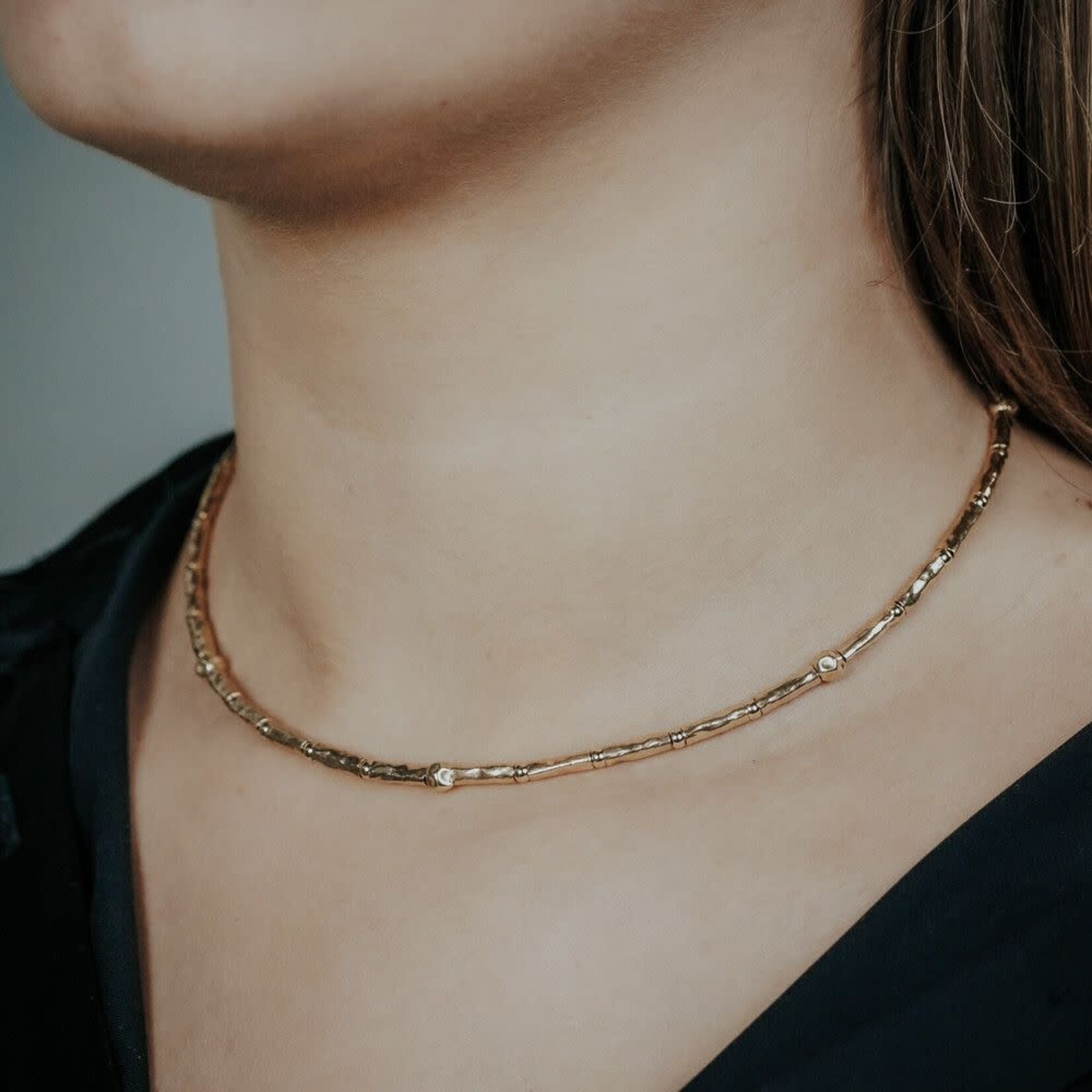 Jéh Jewels Jeh Jewels collier buisjes met bal goldfilled 42 cm 21040