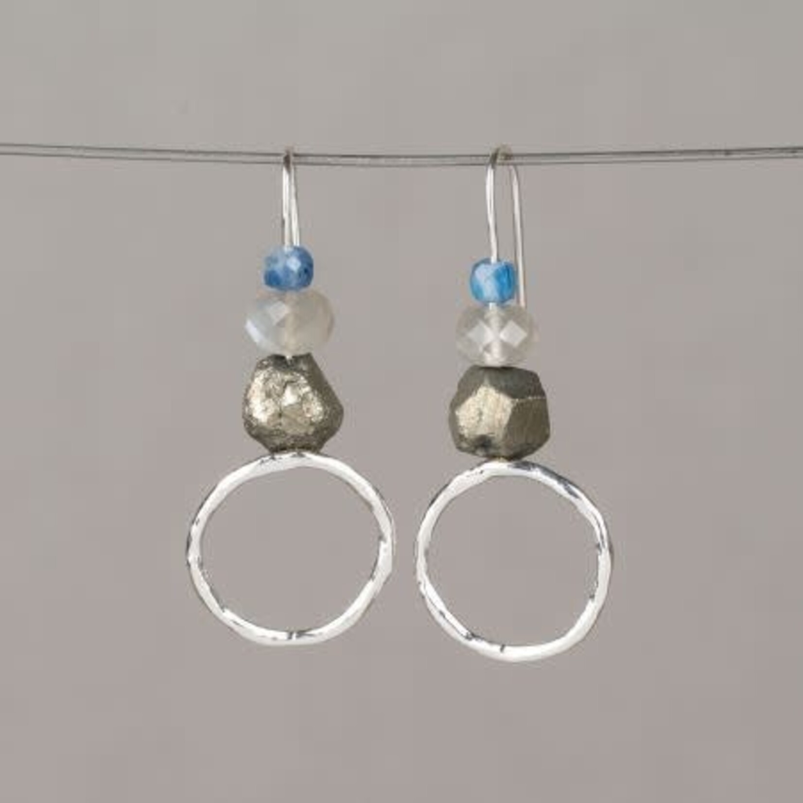 Jéh Jewels Jeh Jewels oorhangers zilver met aquamarijn, kyaniet en pyriet 21670