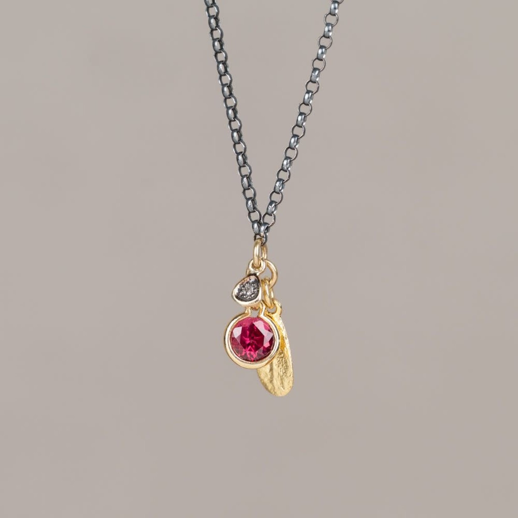 Jéh Jewels Jeh Jewels collier zilver oxy en verguld Leaf met rhodoliet 21798