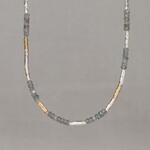 Jéh Jewels Jeh Jewels collier buisjes zilver oxy met goldfilled en labradoriet 21714